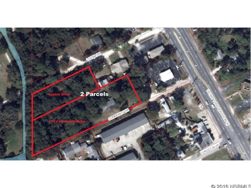 1.9 (+/-) Acres in the Heart of Edgewater! This listing includes 2 Separate Parcels: #7433-01-00-0321 - 113 Community Drive and #7433-09-00-0120 - Louisa Drive. Two (2) Street Ingress and Egress. R-4 Property Zoning allows Multi-Family. Great apartment building location. City May Consider Re-Zoning for Commercial Use. Also, Community Drive could be vacated with access on Louisa. Brick structure on community drive is of no value. Owner may consider financing or joint venture. Excellent Location! Endless Possibilities!! Great Opportunity!!!; Cleared: Partial ;Water: Available at Site