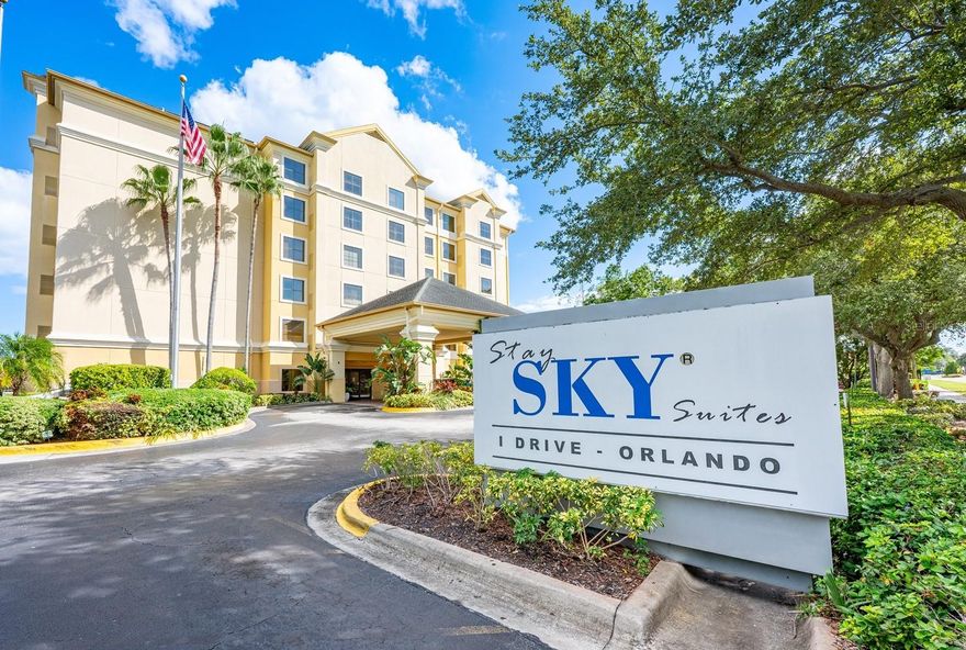 Welcome to StaySky Suites, where VACATION CONVENIENCE meets INVESTMENT OPPORTUNITY! This FULLY FURNISHED ~ TURNKEY, 1-bedroom, 1-bath condo-hotel unit is ready for its next owner to enjoy or rent out immediately through the property’s short-term rental program – a perfect hands-free investment in the heart of Orlando. The interior boasts brand NEW LUXURY VINYL PLANK FLOORING and FRESH INTERIOR PAINT, giving the space a bright and modern feel. The open kitchen, living, and dining area creates a comfortable flow for relaxing after a day of fun. The spacious bedroom offers direct access to the bathroom, which can also be reached from the hallway for added convenience. Shutters on the windows provide a clean, classic touch throughout. StaySky Suites offers fantastic amenities including a sparkling pool, relaxing spa, basketball court, and fitness center. The grounds are beautifully maintained, and the location simply can’t be beat – just one street over from International Drive and Universal Boulevard, with easy access to I-4 and W Sand Lake Road. That means shopping, dining, entertainment, and world-famous theme parks are just minutes away! Whether you are looking for a vacation retreat, an income-producing property, or both, this condo offers the perfect location to enjoy everything Central Florida has to offer – while making your investment work for you. Call today for more info and schedule a tour!