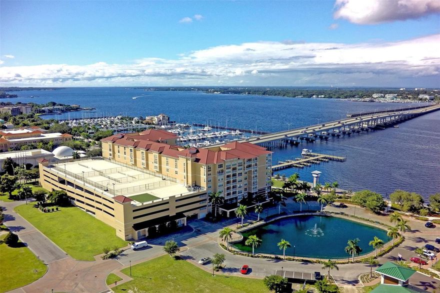 ANNUAL TURNKEY FURNISHED CONDO AVAILABLE FOR A 12.1.25 MOVE IN. COME LIVE WHERE THE RIVER MEETS DOWNTOWN IN THE PROMENADE AT RIVER WALK. AMENITIES GALORE FILL THIS BUILDING INCLUDING HEATED POOL & SPA, HUGE FITNESS CENTER, MOVIE THEATER, ACTIVITY ROOM WITH FULL KITCHEN, CLIMATE CONTROLLED STORAGE FACILITY, TENNIS, BASKETBALL, AND PICKLE BALL COURTS, SECURED & ASSIGNED COVERED PARKING AND GUEST SUITES. THIS TURNKEY FURNISHED, GROUNDFLOOR CONDO FEATURES ITS OWN PRIVATE COURTYARD FOR SUPREME PRIVACY. HAVE BREAKFAST AS YOU WATCH DOLPHINS FROLIC IN THE RIVER AND ENJOY VACATION LIVING AT ITS FINEST! RENT INCLUDES WATER, GARBAGE, SEWER AND CABLE.