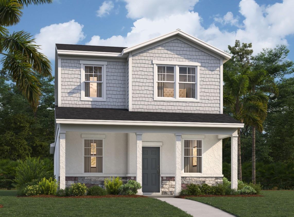 Under Construction. Stanley Martin builds new construction homes in the Brack Ranch community in St. Cloud, Florida. This neighborhood is ideally located, halfway between downtown Orlando and the beaches of Florida's east coast. You'll have the best of both worlds: the excitement of the city and the tranquility of the coast right at your fingertips. Downtown Orlando and its famous theme parks are just 25 miles away, and I-95 is only 35 miles away, making commuting a breeze. With easy access to SR-417, SR-528, US-192, and Florida's Turnpike, your commute will be a breeze. Plus, with Orlando International Airport just a 15-minute drive away, traveling is a breeze. It's not just about the setting: Brack Ranch features a wide range of amenities designed to enhance your lifestyle. Take a dip in the pool, relax in our clubhouse, or explore the many hiking trails.
The Mae is a 3-bedroom, 2.5-bath home with a 2-car garage, perfect for any buyer. Featuring an open layout, including a spacious kitchen island and covered porch, this home is perfect for entertaining friends and family or enjoying a nice relaxing evening.