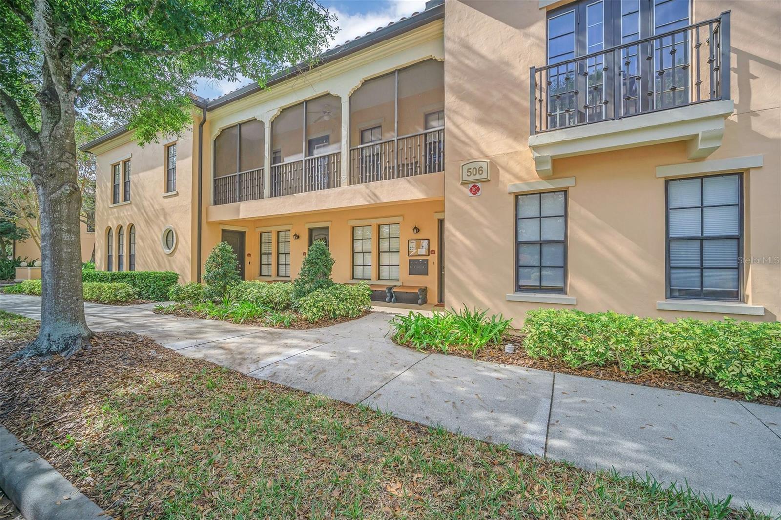 Welcome to this rare townhome-style condominium with an attached one-car oversized garage with direct interior access. Located in the award-winning Mirasol community at Celebration, this home offers a prime location with serene canal views, just steps from the luxury resort-style pool. Situated on the top floor, this spacious two-bedroom layout features a private foyer with interior stairs leading to the living area. New updates to the bathrooms and kitchen - Resurfaced White Cabinets with New Crown Molding and New Hardware, New Custom Shutters! Key Features: • Luxury engineered wood plank flooring in the primary suite and living/dining areas • High ceilings and open living spaces • Fully equipped kitchen with an eat-in breakfast area Inviting Outdoor Space: • Two screened patios – one in the front and one in the rear – offering privacy and tranquil views • No neighbors above for added peace and quiet Convenient Laundry: • Spacious laundry room with full-size washer and dryer Abundant Storage: • Walk-in closet in the primary suite, pantry and linen closets, utility/laundry room, coat closet, plus extra storage in the attached garage Community Amenities: - Resort-Style Living: Enjoy access to a 24-hour fitness center, concierge service, onsite day spa, a heated pool and spa, a resident clubroom with billiards, a business center with a private conference room, and a cyber café. Prime Location: Situated in Celebration Village with direct access to 26 miles of trails, and a short distance to the town center offering fine dining, eclectic shops, entertainment, and tennis courts. Minutes from Walt Disney World, Sea World, and Universal Studios. Only 20 minutes from the airport. Photos were taken with staging furniture. This luxury residence offers a lifestyle of comfort and convenience. Don't miss this opportunity to own a piece of paradise in Mirasol at Celebration!