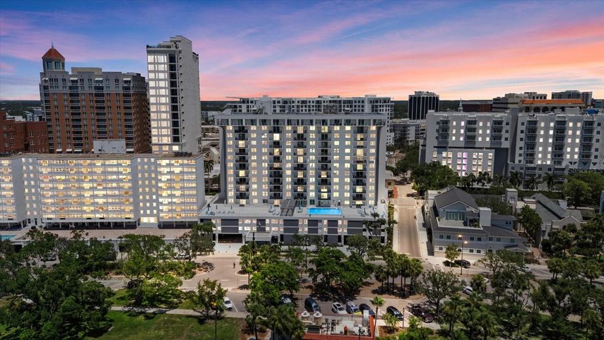 Experience the best of Sarasota in this 10th-floor residence at The 101 Condominium, offering sweeping Sarasota Bay views from your private balcony. This 1-bedroom, 2-bath home features an open-concept layout, spacious primary suite with en-suite bath, and a second full bath for guests. Just steps to Bayfront Park, Marina Jack, and downtown dining, shopping, and cultural attractions, it blends waterfront tranquility with unbeatable walkability. The 101 offers resort-style amenities including a heated pool, fitness center, clubhouse, and secure entry all with low HOA fees. Perfect as a full-time home, seasonal getaway, or investment property, Unit 10J delivers location, lifestyle, and stunning views.