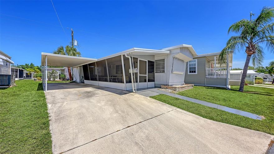 Welcome to an incredible opportunity in the highly desirable Southwind's 55+ co-op community, ideally located in the heart of Sarasota just minutes from the world-renowned Siesta Key Beach. Whether you’re searching for a full-time residence, seasonal getaway, or investment opportunity, this property offers exceptional value in an unbeatable location. This one-bedroom, one-bath residence features a spacious and functional layout with abundant natural light throughout. The living area flows nicely, creating a comfortable and inviting space to relax or entertain. One of the standout features is the oversized lanai; perfect for enjoying the Florida lifestyle year-round and easily serving as additional living space. The home also offers a private driveway, a dedicated laundry area located in the shed, and ample storage space. While the unit could benefit from some updating, it is priced accordingly, presenting a fantastic opportunity to customize and make it your own. With a little vision, this property has the potential to truly shine; making it especially appealing for investors or buyers looking to add value. Located in an X flood zone, this property has had no flood or water damage from recent storms, offering added peace of mind. Southwind is a vibrant and friendly community known for its active lifestyle and impressive amenities, including a heated pool, shuffleboard courts, horseshoe pits, library, and recreation hall. The community also offers guest parking along with designated areas for RV and boat storage. With low monthly fees of just $195, which include water, sewer, cable, and lawn care, it’s one of the best values in Sarasota. Conveniently located just 10 minutes to Siesta Key, 20 minutes to downtown Sarasota and UTC Mall, and close to shopping, dining, and everything South Sarasota has to offer. Affordable opportunities like this in such a prime location are rare. Priced to sell and offered as-is with the right to inspect; don’t miss your chance to make this your own slice of paradise.