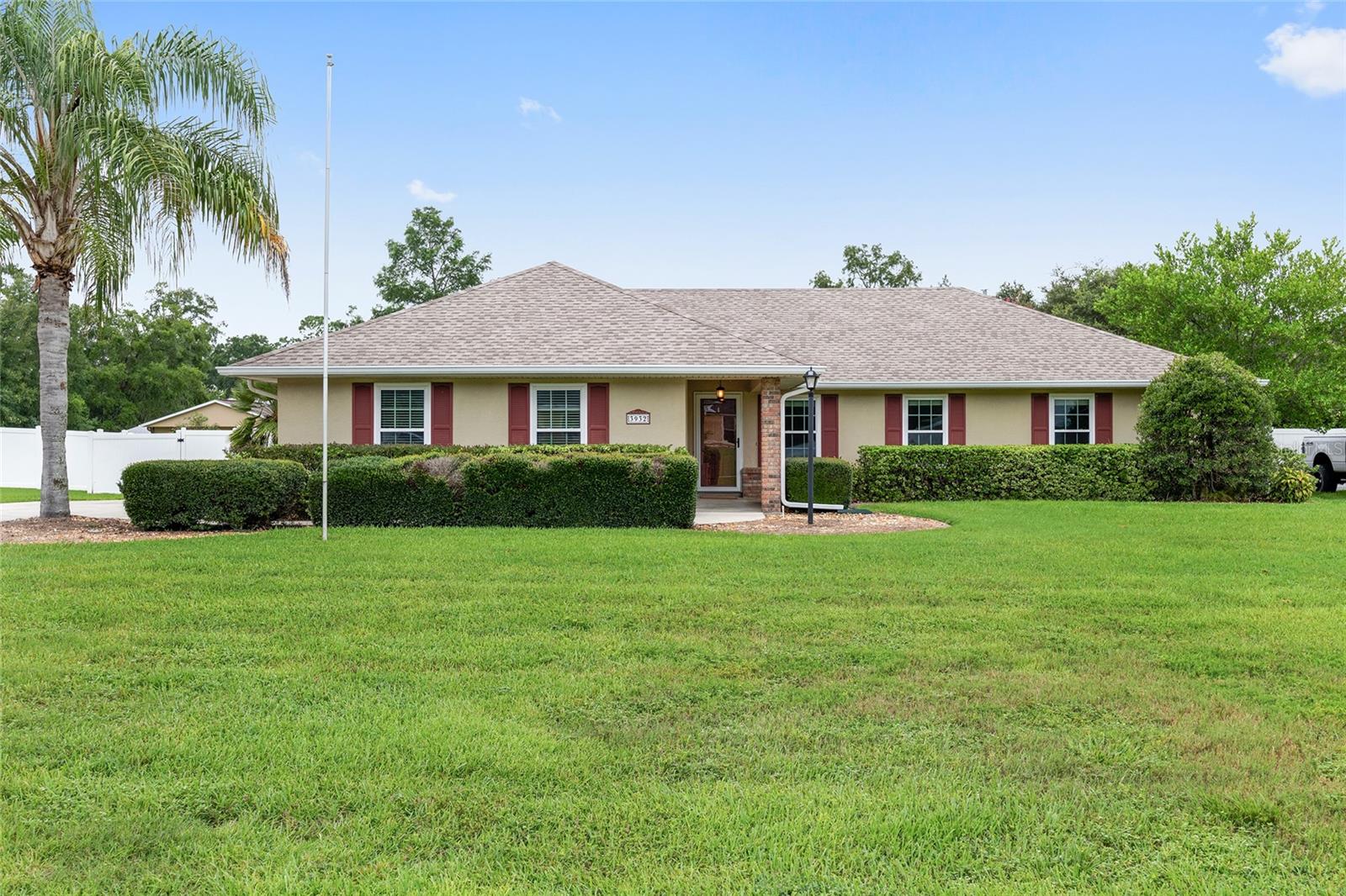 Get out your wish list—this home checks all the boxes! Built in 2005 and set on a generous half-acre lot, this 3-bedroom, 2-bath property offers an impressive combination of features and updates. You'll love the saltwater pool, complete with a waterfall, all set under a birdcage re-screened in 2025. The oversized backyard is fully enclosed with vinyl fencing. It features a 12x20-foot workshed, situated on a concrete slab with electricity and access to water, making it ideal for hobbies, gardening and extra storage. The extended driveway with a turnaround makes access easy, and the home is tucked inside a quiet gated community of just thirty homes. Inside, the dining area features a stunning custom wood floor made from reclaimed Napa Valley wine barrels, rich in character and truly one of a kind. Major upgrades include a new roof and water heater in 2021, a remodeled primary bath in 2023, and an almost silent garage door opener installed in 2024. In 2025, the kitchen was updated with a touchless faucet, a reverse osmosis system, and a soft water system. This home has been meticulously maintained and thoughtfully improved—EVERYTHING YOU NEED IS ALREADY HERE!