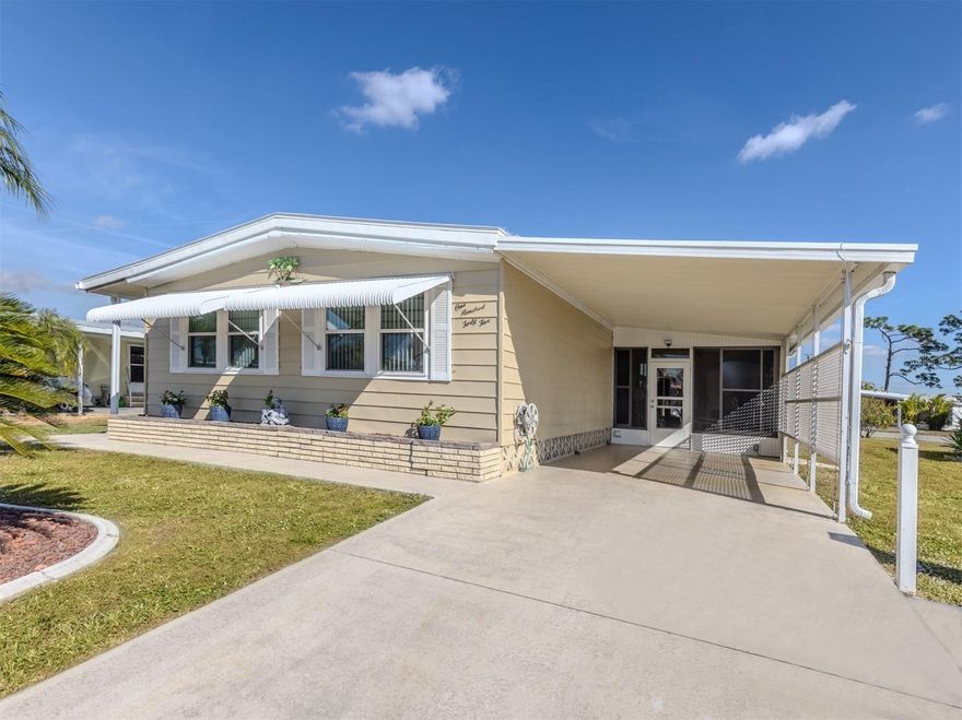 Welcome to 145 Seaward Way, a beautifully updated 2-bedroom, 2-bath home offering 1,372 sq. ft. of comfortable living in the highly sought-after, land-owned, 55+ premier community of Harbor Isles in North Port, FL. This pet-friendly neighborhood features 5-star, resort-style amenities, year-round activities and an on-site marina, perfect for boating enthusiasts.
Step inside to an inviting open floor plan highlighted by a fully updated island kitchen with modern lighting, refreshed counters, upgraded cabinets, and newer appliances—perfect for both entertaining and everyday living. Both bathrooms have been thoughtfully renovated with updated lighting, vanities, counters, sinks, toilets, walk-in tile showers, and tile flooring.
Enjoy the flexibility of an all-season Florida room, converted from the original space to expand your year-round living area. A large lanai with acrylic windows and solar-blocking blinds offers an ideal spot for relaxing or entertaining, while maintaining comfort in any weather. Nearly all windows have been replaced, with the exception of the two opening onto the enclosed lanai.
Additional features include inside laundry, fresh exterior paint, ample parking, and no home behind you, providing added privacy and peaceful surroundings.
Residents of Harbor Isles enjoy unmatched amenities including a heated pool and spa, fitness center, sauna, pickleball, tennis, bocce, shuffleboard, a clubhouse with daily activities, and a marina with access to the Myakka River and Gulf waters.
Beautifully updated and ideally located, this home delivers the perfect blend of comfort, style, and the resort lifestyle Harbor Isles is known for.