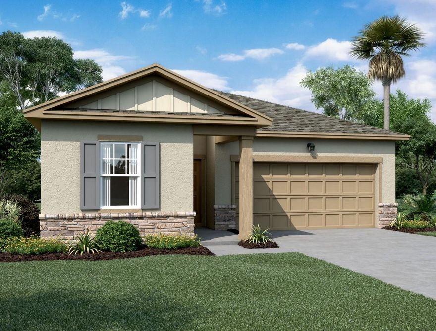 Under Construction. Our Vista Walk community in Dade City gives you the perfect blend of modern living and small-town charm. Located minutes from I-75 allowing easy access to many local shopping and attractions. The Moonbeam features 3 Bedrooms, 2 Baths with a very open floor plan, and sits on a large 50 ft wide lot. Our Moonbeam plan includes a covered front patio, covered rear patio, and stone on the exterior. The kitchen includes stunning granite counter-tops, beautiful white cabinets with crown molding, and luxury vinyl plank flooring throughout the home. All of our homes in Vista Walk will include new stainless steel appliances, washer, and dryer. Vista Walk will have amenities for homeowners that include a pool, cabana, playground, and open green space conveniently located within the community.