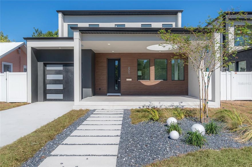 Experience the perfect blend of comfort, style, and sophistication in this stunning new construction two-story home in the desirable North Kenwood neighborhood near downtown St. Petersburg. Featuring 4 bedrooms and 3 bathrooms, this residence showcases modern design and thoughtful details throughout. The open-concept living area welcomes you with luxury vinyl plank flooring and large PGT hurricane-impact windows that fill the home with natural light. The chef’s kitchen is a true showpiece, complete with custom solid wood cabinetry, exquisite countertops, and premium stainless-steel appliances. Upstairs, you’ll find 3 of the bedrooms, offering a peaceful separation from the main living spaces. The primary suite is a private retreat with a spacious balcony, ideal for sipping morning coffee or unwinding at sunset, and a luxurious en-suite bathroom adorned with modern finishes. Additional highlights include an EV charger for electric vehicles and a beautifully designed front porch that harmonizes contemporary architecture with natural elements for exceptional curb appeal. This home offers the best of modern living in one of St. Pete’s most desirable areas—schedule your private showing today!