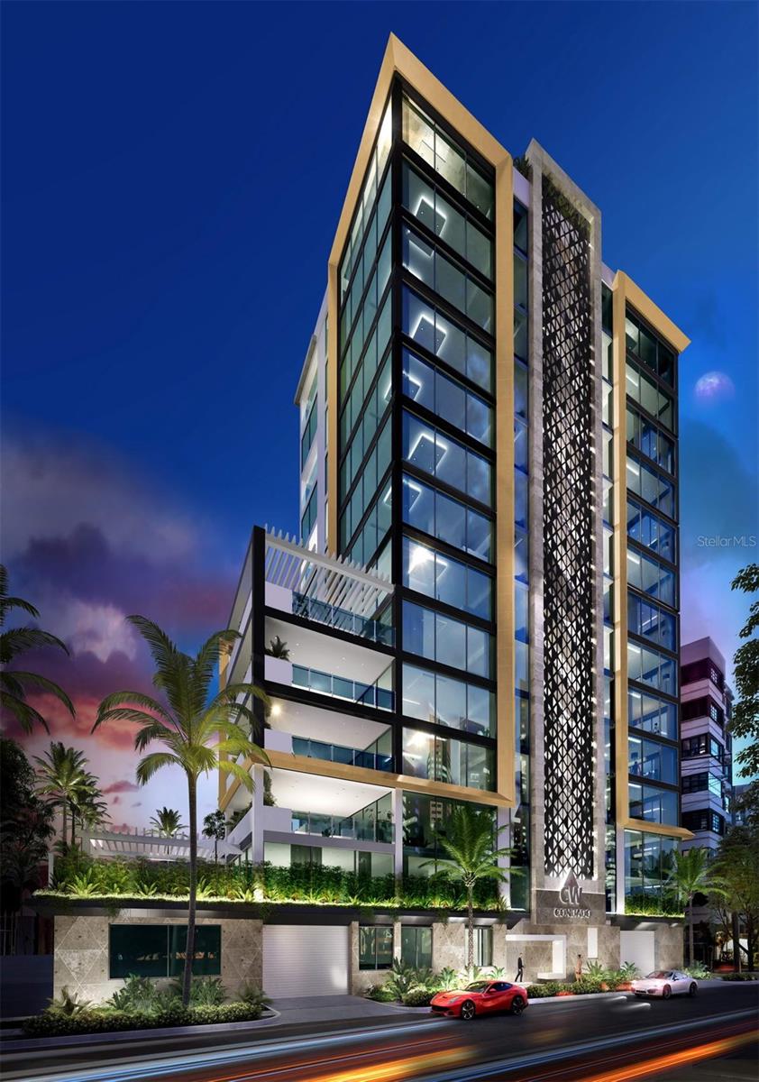 One or more photo(s) has been virtually staged. Pre-Construction. To be built. 3 Bedroom Residences
CW Condado is a boutique residential new development under construction that embodies the perfect fusion of contemporary elegance and discrete privacy with modern technology, convenience and architectural beauty.
Strategically located at Wilson 1350; in the heart of Condado, our residents will enjoy a lifestyle of urban eclectic splendor in close proximity to all of Condado’s high-end offerings. Our luxurious three-bedroom residences has a total area of featuring 2,569 sq. ft. of refined interior space.
BUILDING
Located at Wilson 1350
Residential location
Convenient two-way street access
Walking distance to parks, religious centers, beaches, commerce, restaurants, hotels, hospitals, medical offices and services
Two best in class private schools
Modern gymnasium
Concierge and security guard station
EV chargers
Full power emergency generator
Two elevators opening to private lobbies east or west
RESIDENCES
2,569 sq. ft. residences
3 bedrooms
3 en-suite bathrooms
1 powder room
Private elevator lobby
10 ft. height ceiling
His and hers walk-in closets
2 covered parking spaces
KITCHEN
7 seat extra large kitchen island
Custom panel cabinets
Calacatta counter top and back splash
Walk-in pantry
Service station
Wine fridge tower
Beverage center
Premium appliances from Thermador
60’’ refrigerator and freezer
Range with hidden hood extractor
PRIMARY BATHROOMS
Double private sinks
Makeup vanity
Double showers and bathtub
Floor to ceiling tiled walls
