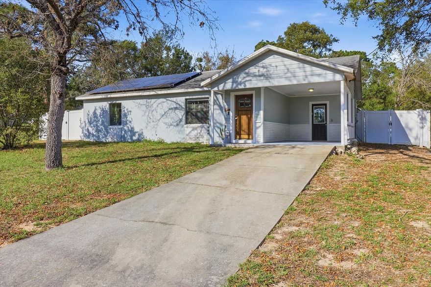 Big things come in small packages! This 2 bedroom, 1 bathroom Beverly Hills gem is perfect for those who appreciate getting the most in all the right places. Tile flooring runs throughout the home, complemented by kitchen updates, a 2020 HVAC system, energy efficient water heater, and solar power helping keep electric costs affordable. Step outside to enjoy the vinyl privacy fenced backyard, offering a comfortable space to relax, garden, or let pets roam freely, all while taking in quiet evenings from the picturesque screened back porch. Additional sheds provide extra storage and utility for hobbies or tools. This home also benefits from a uniquely open feel, with a neighboring double lot on one side and utility easement land to the north creating extra breathing room around the property. Located in Beverly Hills, you’ll enjoy convenient access to shopping, restaurants, medical facilities, and everyday essentials, while still being just a short drive to the Nature Coast’s springs, fishing, boating, and outdoor recreation. It’s the little things here that truly make this one a big deal.