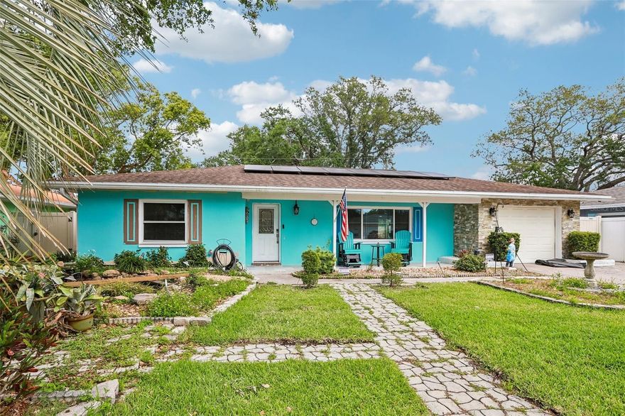This is the one you have been waiting for. Just 1/2 mile from Downtown Dunedin's iconic Main Street, steps from Blue Jays spring training, and nestled in a golf cart zone — 657 Marjon Ave puts you at the center of everything that makes Dunedin one of Tampa Bay's most coveted addresses. Inside, 1,240 sq ft of thoughtfully updated living space awaits with zero deferred maintenance. Solar conveys fully paid off at closing — lower your bills before you unpack. Stunning updated kitchen with 2026 appliances, fresh backsplash, and climate-controlled sunroom. PGT WinGuard hurricane impact windows and doors with a lifetime warranty. All new electrical wiring and breaker box with smart switches. 5-zone irrigation. A/C and ductwork 2024. Tankless water heater 2025. Private fenced backyard. Flood Zone X — no flood insurance required. Homes like this do not last.