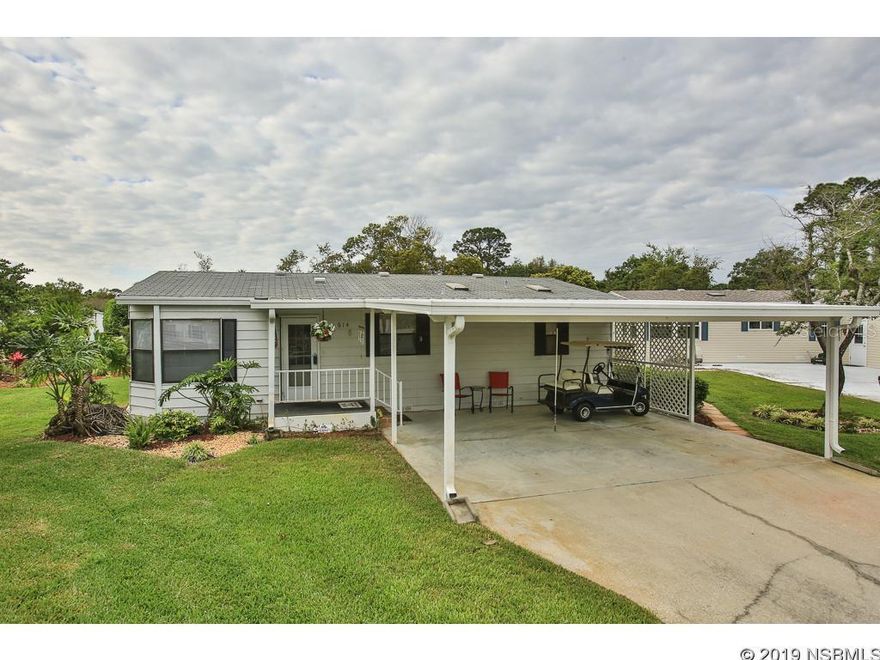 Lovely well kept home on a quiet cul-de-sac in award winning Edgewater Landing.  Glassed in Florida room off the living room with separate a/c unit plus an open area that is covered to grill or just sit and relax.  Double covered carport.  Beautiful landscaping and sidewalk. Termite bond.  Edgewater Landing has SO many amenities.  A few is the intracoastal ramp for your boat or kayat.  Tennis, bocci, pickleball, heated pool, covered hot tub, fitness center, activities and entertainment.  Resort living every day! Low maintenance fee quarterly includes cable and either outside storage for a boat or RV (when available). HOA includes internet and cable. ;Water: City