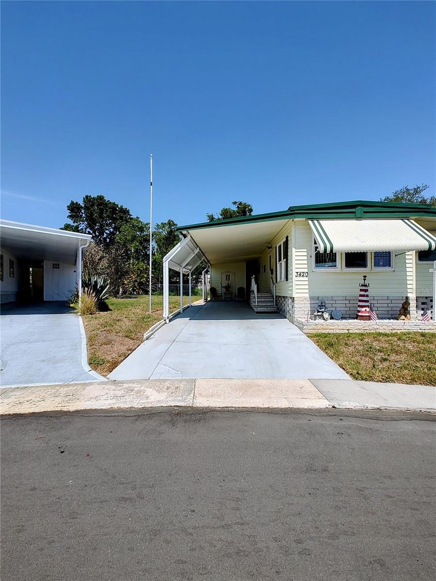 Ready to move in Home. Single wide with 3 expansion. partially furnished. Tip out makes the living and dining room area larger.  Features 2 Bedrooms, 2 Bathrooms, , Large Living Room and Kitchen. Laminate flooring throughout. Home is in an Active 55+ Community with Low monthly HOA fee of $ 143.- which includes Lawn Maintenance, Trash removal, Heated Year-round Pool and the Active Clubhouse with Shuffleboard. Sold As Is, Buyer to verify all information on this listing which is deemed to be accurate. Measurements are approx.