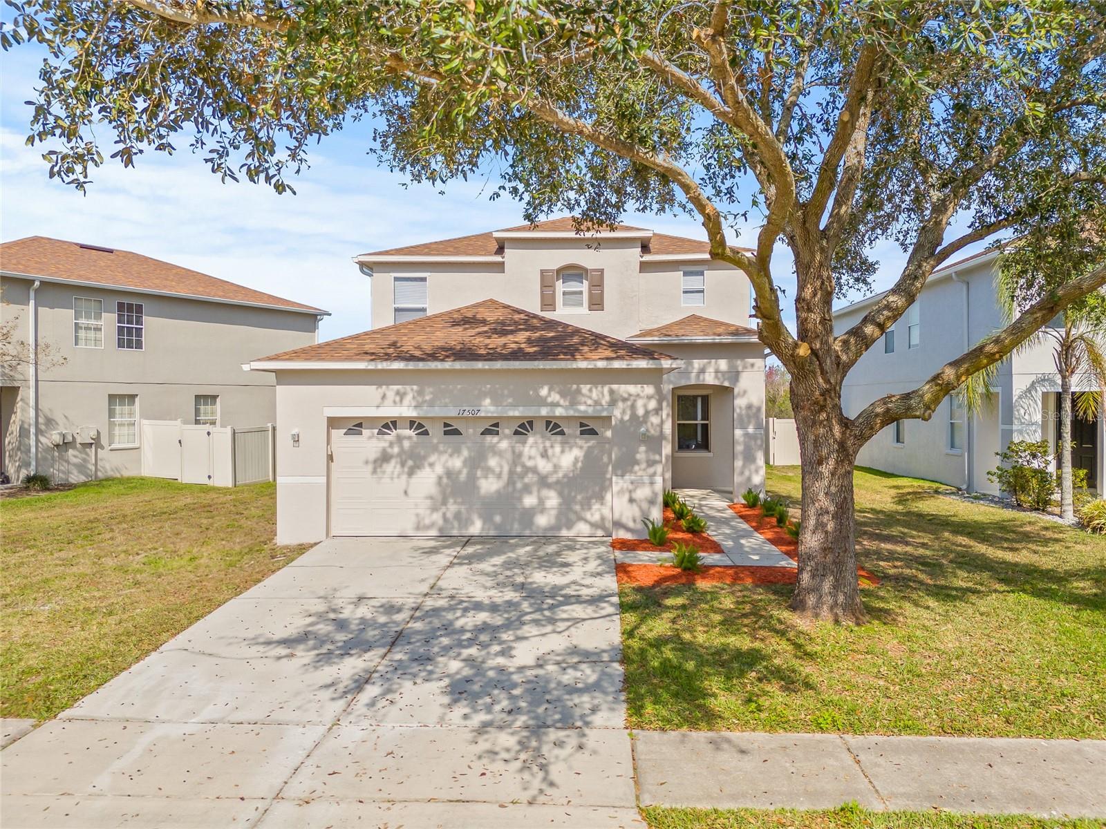 Welcome to this beautifully renovated 4-bedroom, 3-bathroom, 2-car garage home with a bonus room, located in the highly desirable Ballantrae community in Land O’ Lakes! This spacious two-story home offers a modern open floor plan with newer LVP flooring, perfect for entertaining family and friends. The massive living spaces flow seamlessly into a kitchen featuring sleek cabinetry, quartz countertops, and stainless steel appliances. Every detail had been updated at the beginning of the year, including the stunning bathrooms and a new water heater for added convenience. Step outside to enjoy a great backyard with a serene lake view, perfect for relaxing or outdoor gatherings. Ballantrae is a top-rated community offering parks, a community pool, and nearby shopping centers. With easy access to top-rated schools, major highways, Tampa International Airport, and Downtown Tampa, this home is in the heart of a fast-growing area. Don't miss out—schedule your showing today! RENT TO OWN/SELLER FINANCING OPTION!!