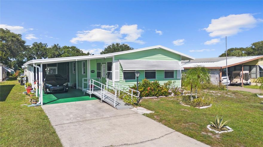 Experience the Best of Florida Living!
Immerse yourself in the vibrant Floridian lifestyle with this beautifully maintained 2-bedroom, 2-bath manufactured home located in the desirable 55+ Garden Grove Oaks community. Designed for comfort and accessibility, this home features a convenient handicap ramp for easy entry.
Step inside to a bright and inviting open-concept living and dining area, seamlessly connected to a modern, upgraded kitchen complete with new cupboards, counters, and a stylish sink—perfect for all your culinary creations. The primary bedroom offers a relaxing retreat, featuring a modern sink added in 2022, while the guest bedroom has been freshly painted to welcome your visitors in style.
Enjoy peace of mind knowing the roof was replaced in November 2025, the entire home was freshly painted the same year, and a new ceiling was installed in 2025—making this home move-in ready!
Beyond the home itself, Garden Grove Oaks is all about community and connection. Residents enjoy a heated swimming pool, a clubhouse for social gatherings, and an abundance of fun-filled activities that make every day feel like a vacation. Best of all, the HOA fee is only $65  monthly, which includes pool maintenance—an incredible value for this vibrant community.
This isn’t just a home—it’s your gateway to a joyful, active, and fulfilling Florida lifestyle.