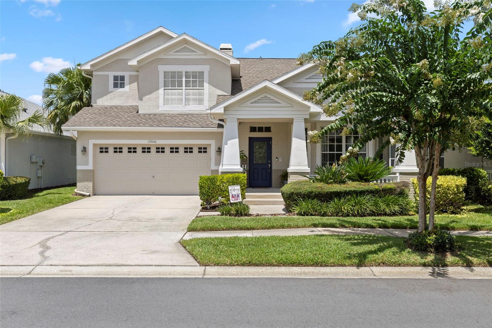 One or more photo(s) has been virtually staged. This is the one! Located in the unique gated community of Traditions at Villarosa. This home offers single family living with a low maintenance lifestyle. This bungalow style 3 bedroom, loft/den, 2.5 bath, with an indoor laundry room can be found nestled on a quiet cul-de-sac. This home features an open floor plan with high ceilings and lots of windows to bring in natural light. The welcoming foyer invites you into the elegant formal living and dining area with a huge bay window making it a perfect area for greeting and entertaining guests or just enjoying a quiet evening at home. Beyond the formal living/dining combo, is the open kitchen featuring upgraded cabinets with complimentary backsplash, stainless steel appliances, granite countertops, and a spacious breakfast bar overlooking the family room. The kitchen opens to a very spacious dinette area with two windows providing a casual space for meals and conversations. The kitchen overlooks the family room with fireplace, built-ins and french doors to the covered lanai overlooking a serene pond. The primary owner’s suite is located on the first floor, has a door to the outside patio, and features two walk- in closets, an updated bathroom with a fabulous walk-in shower, dual sinks and linen closet. Upstairs are the additional two bedrooms, 1 full bath and a huge versatile loft that can be used as a media room, game room or den. An indoor laundry room complete with washer, dryer and cabinets is located on the first floor. This home is on one of the larger lots in Traditions and has an amazing, huge and must see enclosed patio that overlooks the serene pond and private and fenced backyard that makes it the perfect place to relax and enjoy the beautiful Florida days. The interior was recently painted with neutral color and brand new carpet was installed. The Traditions village has 81 homes, a private pool just for their residents, and a security gate. The maintenance includes exterior paint, lawn/landscaping, community pool and security. Living here offers the perfect blend of comfort, style and top-tier schools.
