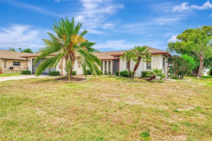 Welcome to the highly sought-after community of Gulf View Estates, where low HOA fees and NO CDD fees make this beautifully maintained home an exceptional value. Ideally located between the stunning shores of Manasota Beach and Venice Island, you can enjoy the Florida coastal lifestyle without the high beachside price tag. Manasota Beach is less than five minutes away!! This charming home offers a spacious and functional split-bedroom floor plan featuring soaring ceilings, formal living and dining rooms, and a comfortable family room perfect for everyday living and entertaining. Sliding glass doors from the living room and kitchen dining area open to a covered lanai and screened HEATED COCKTAIL POOL/SPA, creating the perfect space to relax after a day at the beach.  Recent updates include re-piping, new hurricane shutters, front sliding screen for the garage, and more for added peace of mind. Ideally located (NOT IN A FLOOD ZONE!!) so you can enjoy unique local cuisine, HISTORIC DOWNTOWN VENICE, world class fishing, award winning beaches, shopping, golf, 2 spring training venues (Rays and Braves), and so much more!! Call today for your private tour and start living the Florida lifestyle!!