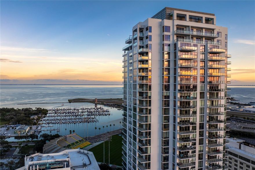 **WATCH VIRTUAL TOUR VIDEO** Welcome to a blank canvas in the sky, a masterpiece waiting to unfold. Perched atop the new & iconic Saltaire building is the LARGEST penthouse currently offered in the heart of Downtown St. Petersburg. This unfinished penthouse on the 35th floor invites you to embark on a journey of limitless possibilities. Step into 6,100 square feet of pure potential, where luxury meets imagination. This sprawling residence boasts 4 bedrooms, 5.5 baths (including separate his & hers private en suite bathrooms, and an expansive living space that serves as your blank slate. As you explore, you'll discover over 3 private balconies amassing over 1,700 square feet of outdoor space, providing a seamless blend of indoor and outdoor living. Here, you have the privilege of commanding 280-degree views, from the shimmering waters of Tampa Bay to the pristine beaches that stretch along the horizon.Imagine waking up to the sunrise over the bay or savoring the sunset against the backdrop of the Gulf. Every room, every space, is an opportunity to craft your own narrative in this open-air sanctuary. This is not just a penthouse; it's an invitation to redefine luxury living. Step outside, and you're in the heartbeat of downtown St. Pete. Explore the vibrant streets, indulge in the culinary delights of local restaurants, and immerse yourself in the cultural richness of this urban oasis. From the iconic St. Pete Pier to the Albert Whitted Airport, the Dali Museum to the Rowdies Stadium, everything is within your reach. This is not just a residence; it's a celebration of urban living, with all the amenities and attractions at your doorstep. Live in the heart of the action with over 6,100 square feet to call your own. This is not just a home; it's a statement, a testament to the fusion of luxury and urban vitality. Are you ready to redefine your skyline? The Saltaire penthouse is more than just a residence; it's a canvas awaiting your personal touch. Your urban masterpiece begins here, atop the Saltaire building, on the 35th floor, on your terms. This unit offers three parking spaces and a convenient private closet storage just outside your back door. Saltaire pampers its residents with a host of amenities, such as optional valet parking, a dedicated front desk staff, and on-site property management. The expansive pool deck features sun shelf loungers, multiple outdoor kitchen areas, and cabanas with striking waterfront views. Stay active in the well-equipped fitness area and workout studio, unwind in the news café, spend time with your furry friend at the 7th-floor dog park, and entertain in the stylish club room. Don't miss the opportunity to be part of this new pinnacle of luxury living in downtown St. Petersburg. Offering private tours of this one-of-a-kind space. Come be mesmerized.  Please view the Matterport Walk Through.