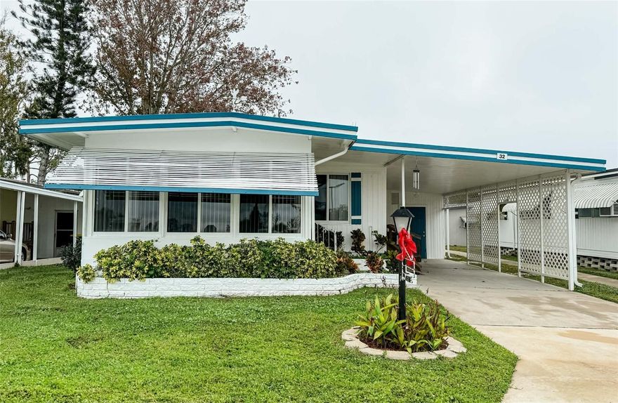 Welcome to Emerald Lakes co-op a 55+ community situated on the Clermont Chain of Lakes!  There is NO LOT rent on this 2 bedroom 2 1/2 bath 1300 sq ft home which has received a mini makeover!  In this home, you will find upgraded cabinets, appliances, lighting, and windows & indoor laundry closet. In 2025 this home received a new HVAC unit and all new ductwork in home. It also received a new water heater and water filter plus new exterior paint, carpet and wood flooring in great room just to name a few. This home has also been re-leveled and resupported for complete peace of mind!  Emerald Lakes has low monthly dues of $305 a month which includes Cable, Internet, water, lawn maintenance, heated pool & clubhouse with endless activities.  Bring your boat and rent a boat slip for only $75 a month for residents. Whether you are looking for a second home or full-time residency this home will surely impress so schedule your private viewing today!!