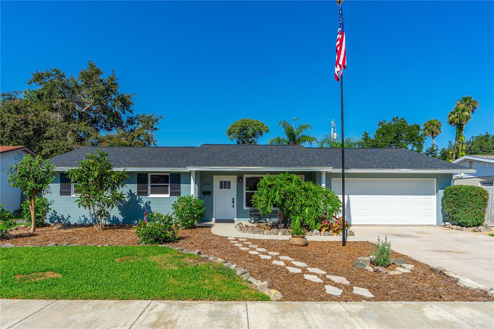 This 3 bedroom, 2 bath, concrete block, pool home has been recently updated floor to ceiling. The roof is 2023, water heater 2024, and AC is 2016. The exquisite details of this remodeled home are second-to-none, with no expense spared! Wood patterned tile throughout the home. Custom craftsman style trim around all windows and doors. Custom made barn doors to inside laundry, which includes tons of storage and a folding table. Knotty pine on ceiling in living room, dining room, kitchen, and laundry room. Solid hardwood (Therma-foil) cabinets in kitchen with lots of storage, soft-close cabinets, gorgeous backsplash, and quartz countertops. Beautiful blinds and pendant lighting are just a few of the exceptional features of this home. Enjoy the sunsets from the enclosed 21' x 12' bonus room, which could easily be put under air to add additional living square foot. The spacious fenced-in backyard is perfect for families and pets. All of this with NO HOA!!!