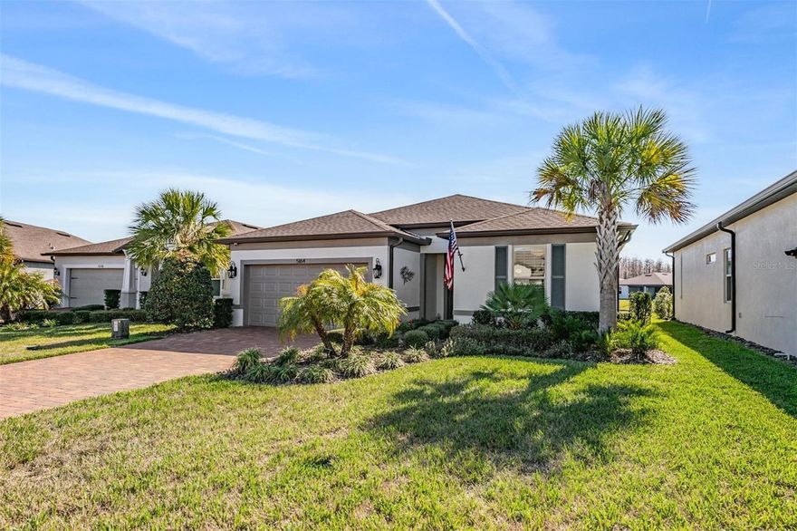 Welcome to easy Florida living in the vibrant 55+ community of Del Webb at Bexley! This beautifully updated 2 bedroom, 2 bathroom home with a private office is tucked away on a quiet cul-de-sac and offers serene pond views from the extended screened lanai. Exterior upkeep is simple and stress free with HOA fees covering landscaping, pest control, and irrigation. The exterior has also been freshly painted for added curb appeal. Inside, the open and airy floor plan is perfect for entertaining, featuring tile and luxury vinyl flooring throughout. The stunning kitchen showcases granite countertops, 36” birch cabinetry, a center island, stainless steel appliances, and a spacious pantry. The spacious pantry, bedroom closets, and hall closet all have convenient closet organizers installed.  The fully equipped laundry room boasts a wash bin, cabinetry, and generous counter space. Both bedrooms are generously sized, and the primary suite offers an expansive walk-in closet and an elegant ensuite bath with a dual sink vanity, a soaking tub, and a glass enclosed shower walk-in shower. Step outside to your private backyard retreat, an extended screened and covered lanai complete with a luxurious 6 person spa, BBQ bar with grill and fridge, and surround sound speakers. Perfect for relaxing or hosting while enjoying peaceful pond views. Del Webb of Bexley is a 24 hour guard gated community with plenty of amenities to enjoy. The state of the art clubhouse includes a fitness center, aerobics studio, ballroom, and card/craft room. There is also a cafe to stop and grab a drink or a bite to eat. Residents can also enjoy the resort style swimming pool, walking trails, dog park, tennis courts, and an outdoor event lawn with amphitheater. You’ll also be conveniently close to many shopping and dining options and have easy access to major roadways! Schedule your private tour today and start enjoying the lifestyle you deserve!