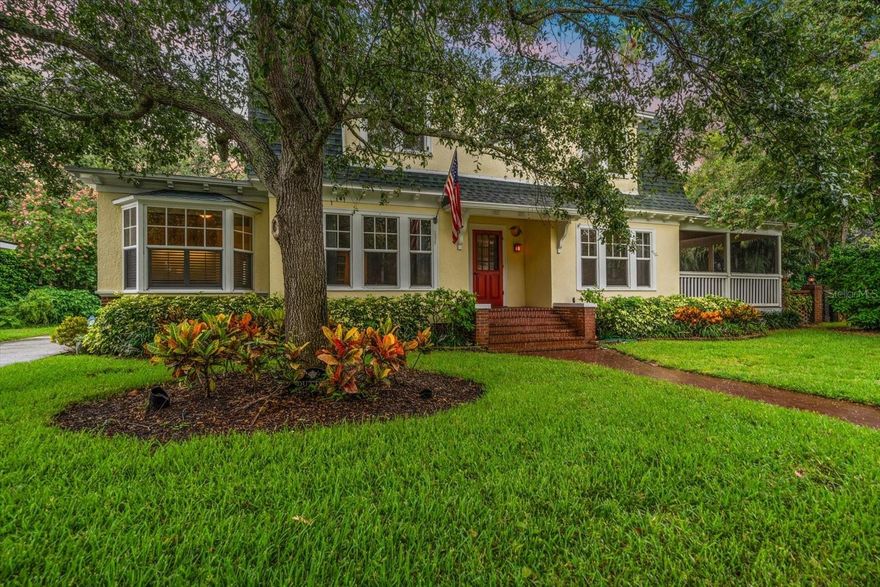 Charming 1926 Dunedin Gem – Easy golf cart ride to Main Street & Edgewater Drive Park. 
Located less than a mile from vibrant Downtown Dunedin, and only a block and a half from scenic Edgewater Drive Park, this beautifully preserved 1926 two-story home blends historic charm with modern convenience. Meticulously maintained by the same owner for over 50 years, the home features original architectural details and character throughout, complemented by a tastefully updated kitchen.

With 3 bedrooms and a dedicated office space—complete with its own private entrance—this home offers both comfort and flexibility. The spacious screened porch off the dining room is perfect for casual entertaining or relaxing with a good book.

Set on a lush, oversized lot, the property is a gardener’s paradise with winding brick pathways, mature trees, and a canopy of greenery. A detached oversized 2-car garage, built in 2019, offers ample storage and workspace. Additional features include natural gas for the hot water heater and an unbeatable location in one of Dunedin’s most desirable neighborhoods.

Don’t miss the opportunity to own a piece of Dunedin history just moments from the waterfront, dining, and shopping!