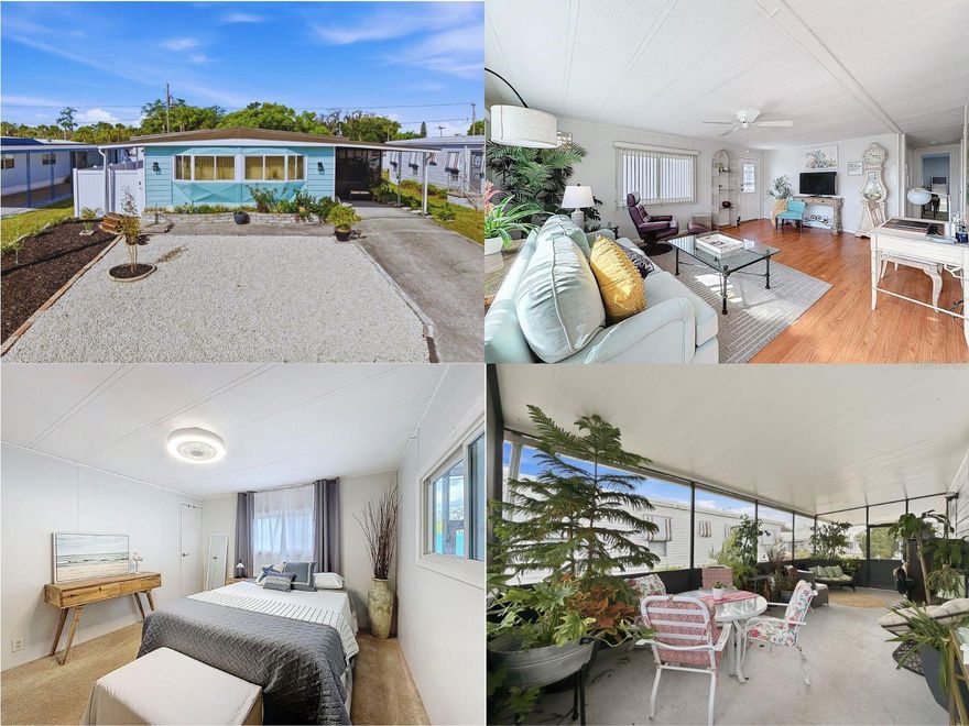 OWN THE LAND. NO LOT RENT. NO HOA. Step into this move-in ready 2-bedroom, 2-bath home located in a 55+ pet-friendly community with no lot rent. This property has been meticulously maintained and thoughtfully updated throughout. Recent updates include a 2025 tankless water heater, 2025 electrical panel, and a brand-new screened-in lanai featuring a convenient doggy door. Key feature sheet is available upon request. Enjoy added privacy with PVC fencing and a fully fenced backyard—perfect for relaxing or letting your pets roam safely. Ideally situated just 1 mile from Downtown New Port Richey, you’ll have easy access to local dining, shopping, and the popular Recreation & Aquatic Center, offering both indoor amenities and outdoor tennis and pickleball courts. Civic Association dues are only $9.00 a month. The home’s east-facing orientation provides abundant natural light throughout the day, creating a bright and inviting atmosphere. Seller has identified a lender familiar with financing older manufactured homes. Buyers may use any lender of their choice and are encouraged to verify qualification requirements.