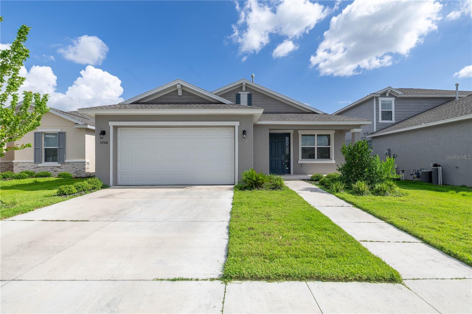 Beautiful Currant located in the sought after neighborhood of Calesa Township! This home has 3 bedrooms, 2 bathrooms, and a 2 car garage. Tile throughout! Enter the home to the formal living room and large window to bring in the sunshine. The 2nd and 3rd bedrooms have ceiling fans, blinds, and spacious closets. The 2nd bath has a large single vanity sink with quartz counters, and a tub/shower. The kitchen features granite counters, dark wood cabinets, and stainless steel appliances. The living/dining room combo is open with access through the sliding glass doors to the screened lanai. The primary bedroom has a large walk-in, window overlooking the backyard with blinds, and ceiling fan. The primary ensuite bath has a double vanity sink with quartz counters, linen closet, and tiled shower with glass door. Enjoy the Florida sunshine in your screened lanai! Make this lovely house your new home! Seller is including all the furniture for an additional $10,000 dollars!!