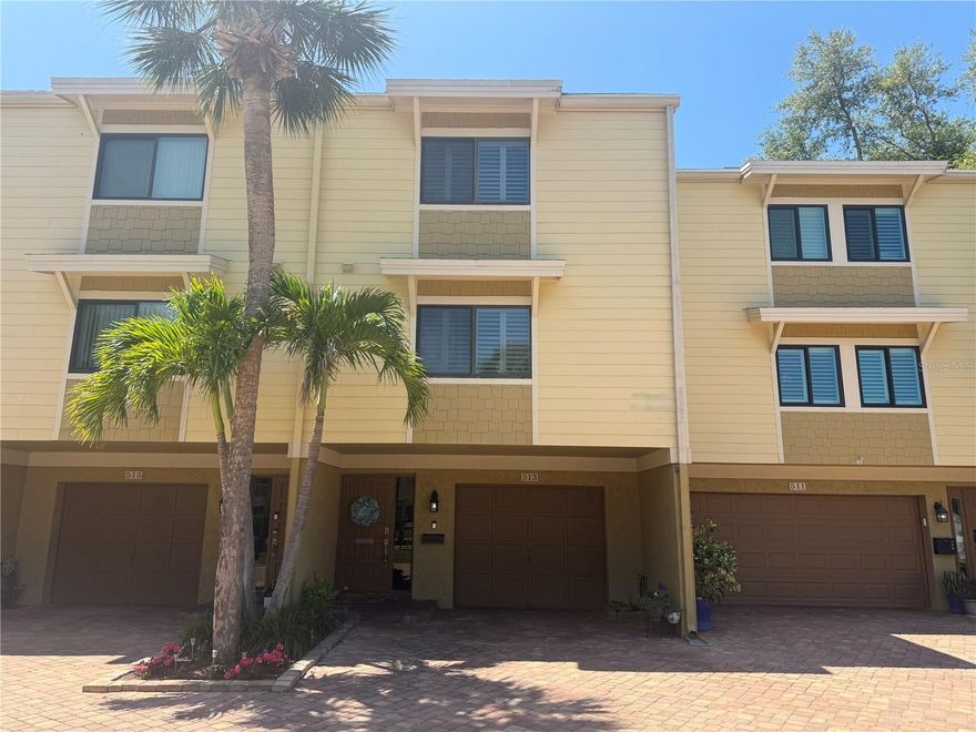 Welcome to waterfront living at its finest, where every detail delivers the ultimate beach lifestyle.

This stunning townhome offers breathtaking water views and unforgettable sunsets from multiple outdoor living spaces across all three levels. Enjoy daily sightings of seabirds, dolphins, and manatees right in your backyard, your own private slice of paradise. With dock water access for kayaking, paddleboarding, boating, and fishing, this home is perfect for making the most of coastal living.

Designed for both comfort and entertaining, the open concept main living area is filled with natural light and features a cozy wood burning fireplace, powder room, and seamless flow to the dining space. The beautifully updated kitchen showcases all new LG appliances from 2022, granite countertops, and a layout that is perfect for hosting.

Upstairs, two spacious bedrooms feature vaulted ceilings and fully updated en suite baths. The primary suite offers a spa like retreat with dual vanities, a walk in shower, and a relaxing jetted tub. A versatile loft space adds flexibility, ideal for a home office, creative studio, playroom, or whatever fits your lifestyle.

This home has been thoughtfully upgraded for peace of mind and modern convenience, including:

Upstairs A/C replaced in 2022
Main floor A/C replaced in 2024
New water heater in 2024
New washer and dryer in 2024
New water softener in 2025
Updated electrical panel in 2018

Additional highlights include a rare oversized garage with ample storage for all your beach gear, hurricane impact windows and sliders, plantation shutters, Trex decking, and abundant storage throughout. Ideally positioned in a quiet setting across from one of two community pools, with generous guest parking.

Enjoy a truly active coastal lifestyle that is pet friendly and made for outdoor living, with space to grill on your patio, tennis and golf nearby, and a newly renovated city park featuring a playground, pickleball courts, and a beautiful waterside walking trail. You are less than a mile from the beach and local markets, and just minutes to downtown St. Petersburg’s dining, shopping, and nightlife.

Boat slips may be available for rent, and furnishings are negotiable, making this an easy move in opportunity.

- Masterpiece Realty of Tampa Bay - 
Melissa Dann, Broker and
Sawyer Dann, Realtor