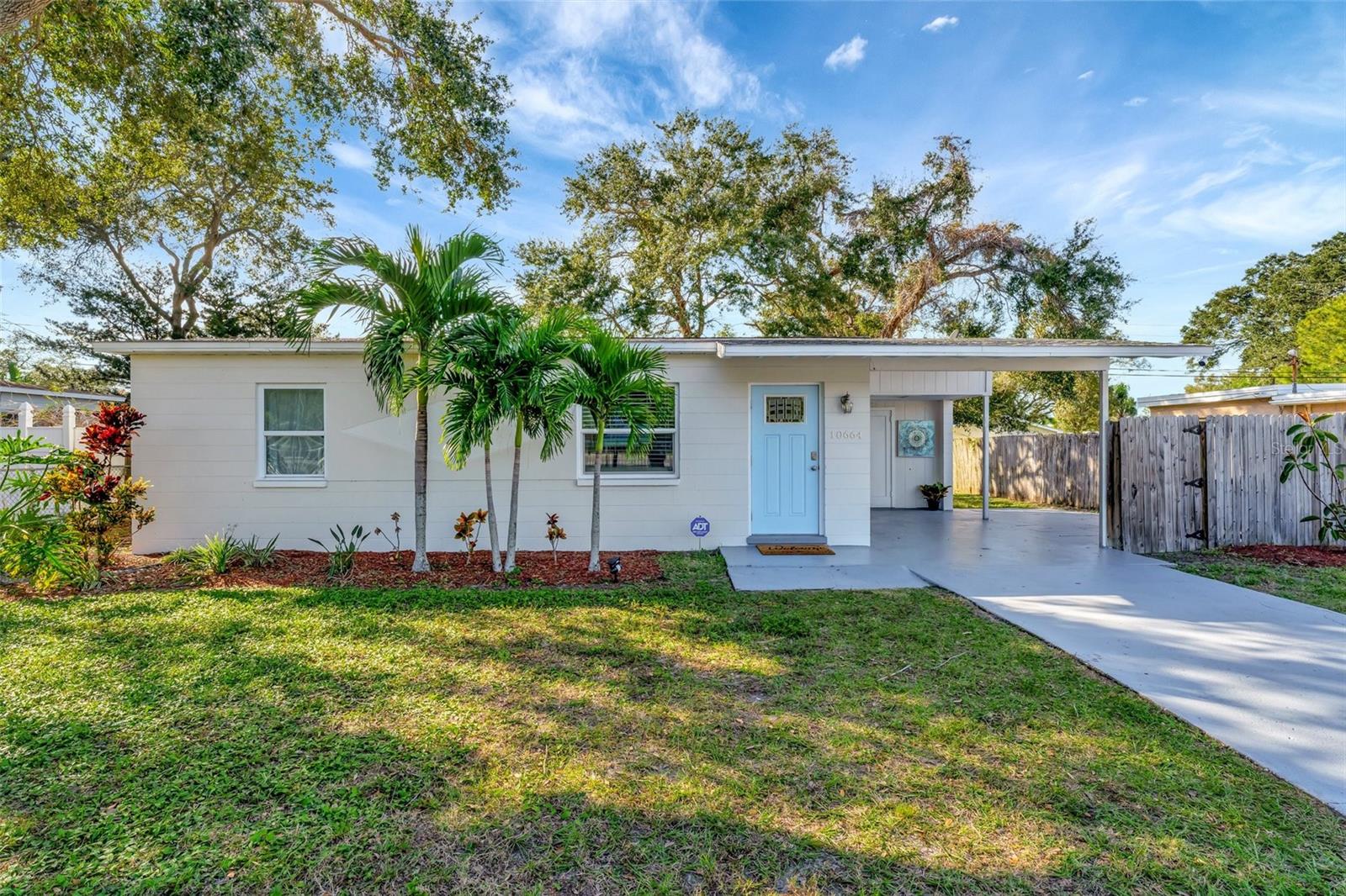Step inside this standout gem that blends comfort, charm, and convenience in the desirable Starkey Heights neighborhood of Seminole, Florida. Situated on a generous 6,499 square foot lot, this beautifully updated 2-bedroom, 1-bath home offers 704 square feet of thoughtfully designed living space, ideal for full-time residents, seasonal snowbirds, or savvy investors seeking a turnkey opportunity. Operated as a successful Airbnb for the past few years, this home is being sold fully furnished, allowing for a seamless transition for short-term rental income or move-in-ready living. The light-filled interior boasts a fresh coastal-inspired palette, luxury vinyl plank flooring, and an open-concept living and dining area that flows into a renovated kitchen complete with stainless steel appliances, modern cabinetry, ample counter space, and a convenient breakfast bar. Both bedrooms are spacious and serene with ceiling fans, generous closet storage, and stylish furnishings. The updated bathroom features a sleek vanity, modern fixtures, and a fully tiled tub and shower combo. A stacked washer and dryer is smartly positioned in a hallway closet for space efficiency. Outside, the fully fenced backyard is a private retreat with a large paver patio ideal for outdoor dining, games, or lounging beneath mature shade trees. Whether relaxing in the sun or hosting guests, the outdoor space is well suited for Florida living. The manicured front yard and extended driveway provide excellent curb appeal and convenient off-street parking. Located minutes from top-rated schools, Seminole City Center, Lake Seminole Park, and the Gulf’s award-winning beaches including Madeira and Redington, the home is also near the Pinellas Trail and an array of dining, shopping, and medical services. With no HOA and no flood insurance required, this move-in-ready and income-producing home presents a rare chance to enjoy or invest in one of Pinellas County’s most sought-after neighborhoods.