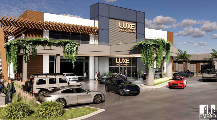 Pre-Construction. To be built. Phase 1 sold out before ground break and has been officially been built!  Phase 2 sales start now! With only 70 units available, we welcome you to the Standard Unit at Luxe Dream Garage Sarasota, a sanctuary where automotive passion meets architectural precision. Offering 1,260 sq ft of fully climate-controlled space, this ultra-luxury garage suite redefines what it means to own a collector’s retreat. Designed for the discerning enthusiast, it accommodates four vehicles or more with lifts, surrounded by concrete-and-steel construction built to withstand storms. Large overhead doors, impact windows, and advanced security locks provide protection worthy of the world’s finest machines. Owners can elevate their space with an optional 448 sq ft mezzanine, transforming their garage into a personal lounge, office, or gallery overlooking their collection.
Located at 7100 Professional Parkway, just minutes from Lakewood Ranch and downtown Sarasota, this is more than storage—it’s a statement. Ownership includes access to a private, gated community with a detail bay, RV service area, and exclusive Owners Club featuring curated monthly events and entertainment such golf simulators, sports bar, and more. With HOA dues of $299/month ($2,394/yr), this is your chance to own a true real estate asset, crafted for those who demand excellence in every detail.