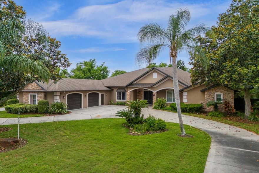 Seller is offering owner financing at a 5% interest rate on a 5 year fixed. Seller will also consider a lease purchase option. You will delight in it all - impressive custom-built estate home with resort style outdoor entertainment center nestled in a quiet, well-established neighborhood in the desirable Dr. Phillips community. Room for everyone and everything!  Layout boasts main common living spaces off the front entry hall with north/south wings featuring 4 bedrooms/4 full baths and other flexible-use spaces, all centered around a spectacular pool/spa and outdoor kitchen complex.  Notable features include: (1) living room with a wall of built-in shelving/pull out storage, (2) dedicated game room with wet bar and pool table (included!), (3) contemporary kitchen with room to seat a crowd, breakfast bar, abundance of cabinetry/counter space, under/over counter lighting, and stainless appliances (included), (4) huge walk in pantry, (5) oversized laundry room with work sink, storage cabinets & expansive counter, (6) spacious bedrooms with ensuite bathrooms, (7) a soundproofed media room/music studio, (8) rooms with speakers that can provide surround sound, (9) oversized two-car primary garage w/built-in shelving and full workshop space, (10) secondary driveway on south side of home leading to another single-car garage, and (11) separate, exterior access to the south wing that provides the opportunity to set up an in-law or guest suite.  The primary suite includes his/her custom-built walk-in closets and an ensuite bath with jetted tub and separate steam shower. All other bedrooms are large enough for desks/seating areas, and most have custom-built closets. The “wow” factor out back will be a big reason to want to own this home – grotto style pool & spa, expansive paver patio with pergola for gentle shade, fans, mister system, full summer kitchen (grill, fridge, sink, bar), pool bath, and recessed lighting in covered area – perfect for nighttime entertainment. Saltwater, heated pool features a sun shelf entry and impressive waterfall feature, and a child safety fence is included. Two exterior storage rooms give you space to keep necessities for both the pool and the summer kitchen. There are numerous access points to this entertainment spot from all around the home. Don’t forget to walk around back to the firepit area, and here you’ll notice how deep the lot is.  Having a big backyard is great for setting up athletic or play equipment, creating a picnic spot, or simply enjoying a lush garden. This unique home has been well maintained by the same family for decades. Now is the time for you to make some new memories here. Come see all that makes it so special. Bedroom Closet Type: Walk-in Closet (Primary Bedroom).