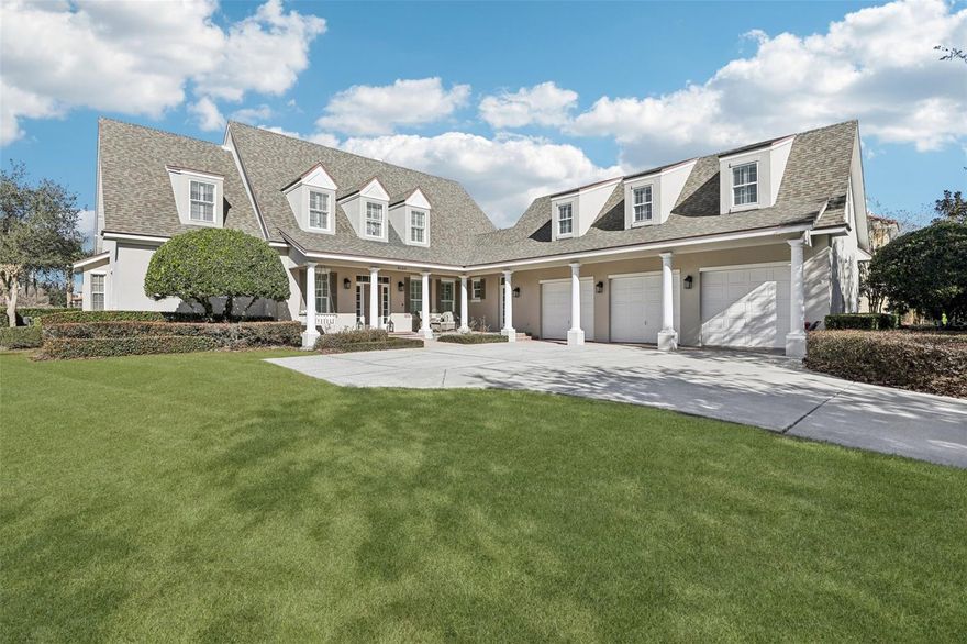 Keene's Pointe - gated/attended community in Windermere, Florida.  This impeccably designed and updated four-bedroom residence offers refined living with three full and two half baths, professionally decorated and showcasing high-end finishes throughout. Perfectly positioned on the 4th tee box of The Golden Bear Club with tranquil pond views, this home delivers timeless elegance and exceptional functionality.The first floor features rich hardwood flooring, plantation shutters, and gracious formal living and dining rooms ideal for entertaining. The luxurious primary suite is a private retreat, complete with custom closets and a spa-like bath featuring a freestanding soaking tub and dual vanities.Upstairs, there are 3 bedrooms and two baths, and a spacious media room features a comfortable sitting area and a dedicated exercise space, all overlooking the golf course—an ideal setting for relaxation, recreation, or work-from-home flexibility.Additional highlights include a 3+ car garage with abundant storage and a separate in-law apartment above the garage with a private entrance and full bath. Currently used as an office, this versatile space is perfect as an in-law suite, guest quarters, or private studio.Thoughtfully designed with premium finishes and breathtaking views, this exceptional home offers Country Club living at its finest. Located in close proximity to shopping, dining, expressways and Disney, as well as top-rated public and private schools.