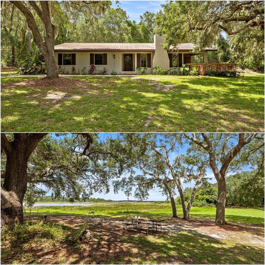 Your own slice of Florida paradise is waiting! 

This 8-acre lakefront oasis is tucked away in rural Florida on one of the best bass-fishing lakes in the region. Zoned A1 and unincorporated, you can bring your horses, pigs, chickens—whatever your heart desires. Launch your johnboat, airboat, or paddle craft right from your backyard and soak in pure Florida bliss along your private stretch of lakefront. Afterward, enjoy time at your private shooting range right on the property.

The recently refreshed wrap-around deck gives you sweeping 180° views of the lake—perfect for sunrise coffee, evening barbecues, or simply counting your blessings. An XL detached garage with second-floor storage offers plenty of room for toys, tools, and all the extras. You’ll also have easy access to nearby trails for four-wheelers, side-by-sides, ATVs, and more.

Inside, the spacious primary suite features private porch access overlooking the lake. Two additional bedrooms are set on the opposite side of the home in a desirable split floor plan. The large, open living area is filled with natural light and gorgeous lake views through big windows. Gather around the stone fireplace as golden hour settles over the water, or step outside through the sliding glass doors to the wrap-around deck.

A converted garage bonus room with an oversized closet adds flexibility—ideal as a game room, man cave, or guest suite. The indoor laundry room (washer and dryer included) and durable flooring—ceramic tile throughout the main living area and luxury wood-look tile in the bonus room—add both comfort and convenience.

The kitchen and bathrooms all feature granite countertops, while the primary ensuite includes a luxurious walk-in stone shower, private water closet, and spacious closet.

Your dream home... A wedding venue.... A vacation spot... The possibilities are endless here. 


This piece of natural Florida won’t last long—schedule your showing today!

Part of property classified as PEM1F.  Buyers to verify all information.