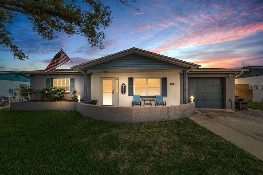 Welcome home to your tropical oasis and resort style backyard.
This approximately 1,330 square foot house features two bedrooms and two bathrooms. The spacious primary suite includes a fireplace and an area that could be used as a home office or huge walk-in closet. Cooking will be a pleasure in the oversized kitchen with plenty of cabinets and a pantry.  The home offers abundant storage space and an inside laundry closet. Invite our new friends over to your tropical oasis where you can BBQ around the pool and resort style Tiki bar.  Living in this home is like always being on vacation. The property is located in a great neighborhood nearby amenities include many parks and waterfront dining options.  Welcome home to Port Richey often called " The Little City by the Sea". Let's make your Florida dream home a reality. Schedule your private showing today before it is gone.
This home had ground settlement and was professionally remediated in 2014. New HVAC and pool pump 2025