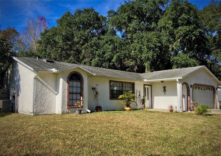 Lovely, well cared for 3 bedroom/2 bath home in Florida Shores with two car garage. Large private backyard has a partial area with chain link fence enclosure for dog/pet area.  Enclosed Florida Room with A/C and tile floor.  Bright and Spacious Living Room with vaulted ceiling and large window that floods the room with light. Each bath has a skylight allowing natural light in.  Located in a neighborhood that has easy access to I-95, SR442, and US1.  Lots of shopping nearby for convenience. ;Water: City