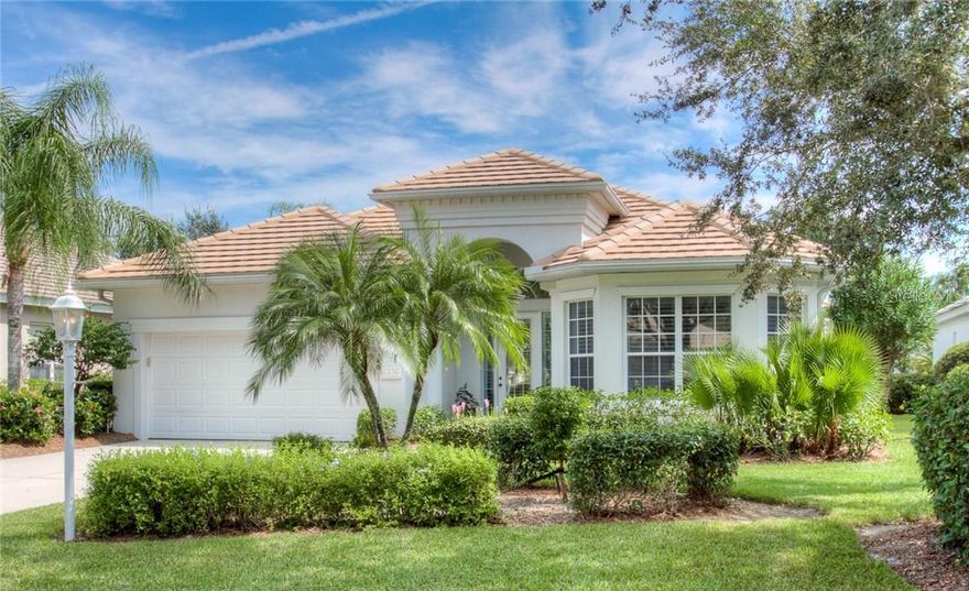 UNIVERSITY PARK COUNTRY CLUB in SARASOTA. Welcome to this sunny well maintained turnkey FURNISHED POOL HOME Enjoy the Florida lifestyle in the beautiful heated PRIVATE POOL and lanai with peaceful views of the lake.  This well appointed home has been professionally decorated and offers all of the comforts desired for a relaxing stay.  University Park Country Club Gated Community with available for golfers PUBLIC GREEN TIME. Granite in kitchen, closet pantry, large breakfast nook with window seat and gas range. TVs in living and master bedroom, surround sound with speakers throughout living area.  Formal dining room, high ceilings, light and bright.  King in master, queen in second bedroom and pull out sofa bed in office/den.  Master Bathroom has a Soaking Garden Bath tub  & walk in shower. Master Suite has a large walk in closet. Heated pool in a screened lanai READY FOR YOU TO ENJOY THE BEAUTIFUL FLORIDA weather. Sorry NO PETS.