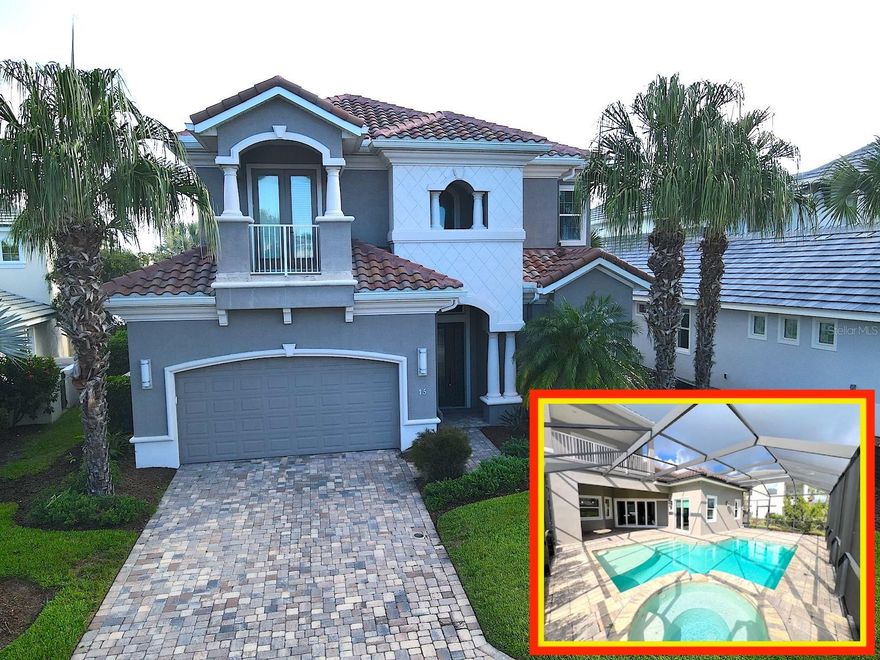 Built by Bellagio Custom Homes this fantastic 3 bedroom, 1 office, 3.5 bathroom, 2 car finished garage home features LAKE and OCEAN views and is a short walk from the beach! The ultra luxury home offers tons of upgrades like tray ceilings, porcelain wood-look tile and a gourmet kitchen with custom cabinets, accented by a glass tile backsplash, and beautiful quartz countertops. Other upgrades include Kohler enamel sink and stainless appliances, including a gas range and electric wall oven. The kitchen opens to the great room which is anchored by a gorgeous tiled electric fireplace. Each bedroom features its own bathroom access. The second floor offers water views from a huge bonus room and balcony with a wet bar. The home comes with a gorgeous screened pool and spa, as well as a large summer kitchen w Grill and stunning WATER VIEW! This house is located in the exclusive Hammock Beach gated community and is close to everything Palm Coast offers, including shopping, entertainment, schools, parks, and more. Easy access to major roadways and the I95 makes for easy commute to Jacksonville or Daytona Beach. LAWN CARE INCLUDED. Apply today! LBTR#13922