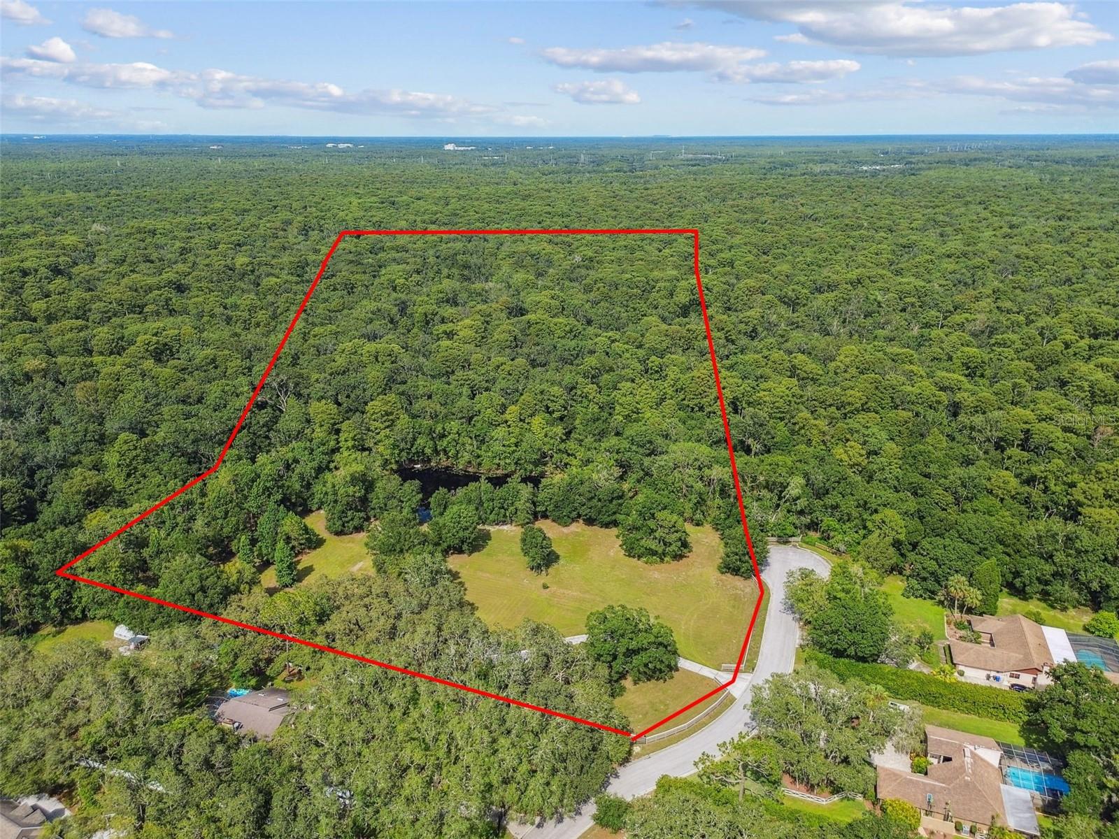 Welcome to your opportunity to build the home of your dreams! Or maybe you have been longing for that perfect piece of land to create your hobby farm? Have a couple of horses you'd like to bring home to your backyard? This is the perfect spot for so many dreams to come true! Nestled on more than 28 acres and conveniently close to town and all the conveniences of Lutz and Tampa, this expansive piece of land includes 2 parcels being sold together and offers a serene escape with all the modern conveniences nearby. This property presents a unique blend of natural beauty and practical amenities. The property is equipped with a paved driveway, providing easy access, along with existing well and electric connections, making it ready for your vision to come to life. Whether you're dreaming of building your forever home, setting up a sustainable farm, or creating a private retreat, this land offers endless possibilities. At the end of the cul de sac in a lovely neighborhood with a tree-lined entrance, you will have to pinch yourself when you see just how stunningly gorgeous this parcel is, as well as the entire area!
Everything you need is just minutes away from several malls, gas stations, grocery stores and more. Rarely does an opportunity like this present itself. The main parcel is 7.88 acres with more than 4.5 high and dry, and there is a cleared home site ready for your dreams. The current owner then purchased the adjacent 20+ acre parcel so that they could have the ultimate privacy and wildlife sanctuary.
At the heart of this land is a charming pond with a dock, creating a picturesque setting that promises tranquility and relaxation. The surrounding conservation and wetlands area add to the ecological charm, ensuring a lush and vibrant landscape as well as protection from any future subdivisions building on top of you!
For those with animals or farming pursuits, this is zoned agricultural (Ag single family) AND has no HOA! The home site is high and dry!
Don't miss out on this rare opportunity to own a piece of nature while staying connected to the conveniences of town living. Contact us today to explore the potential of this exceptional property!
Please do not walk the property without an agent present
