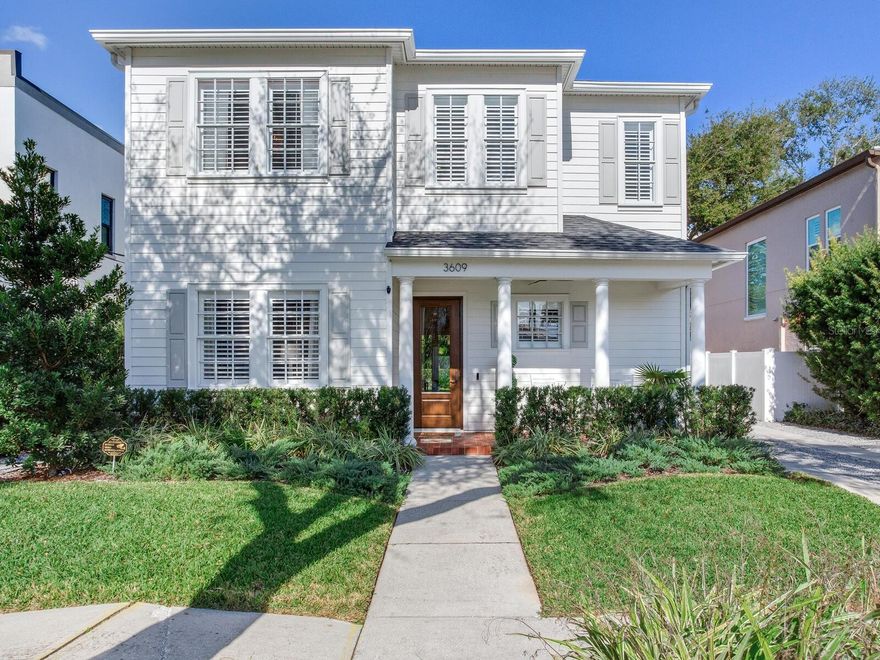 Combining timeless character with sun-filled spaces, extensive modern updates, and an exceptional South Tampa location, this charming home offers comfort, quality, and lifestyle in one of the area’s most desirable neighborhoods.

Beautifully appointed, thoughtfully updated, and ideally located in the heart of South Tampa, this 4-bedroom, 3.5-bath home features 10-foot ceilings on both levels and abundant natural light, creating an open, airy feel throughout. The spacious kitchen serves as the heart of the home, offering ample cabinetry, all-new appliances (2022), and a large peninsula with seating for four that also provides built-in interior storage—ideal for both everyday living and entertaining. Continuous red oak flooring flows throughout the main level and stairs, while durable engineered wood flooring installed upstairs in 2022 adds warmth and functionality.

The home offers smart, functional living with an upstairs laundry closet, generous bedroom sizes, and plantation shutters throughout most of the home. Thoughtful upgrades include interior and exterior paint, updated baseboards, outlets, switches, and all light fixtures (2022), featuring select Restoration Hardware fixtures that elevate the overall design. Durable cement board siding enhances both longevity and curb appeal.

Outdoor spaces are designed for easy enjoyment, featuring refreshed front landscaping and a turfed backyard added in 2023, along with portions of new fencing. The front entry is anchored by a Renewal by Andersen front door, offering enhanced durability and performance while bringing in additional natural light and elevating overall curb appeal. A detached concrete block two-car garage provides additional storage and convenience, along with ample attic storage. Additional upgrades include a new garage door motor (2025), a Vivint security system with cameras and smoke detectors (2022), new exterior doors by Weather-Tite and Renewal by Andersen (2025), and a Tesla EV charger.

Major systems have been well maintained and updated, including a 2017 roof, A/C units installed in 2020, new gutters and gutter guards (2022), and a new water heater (2026). For peace of mind, the home has been professionally tented for termites in 2017 and 2024 and is under a transferable termite warranty.

The home is zoned for the highly sought-after Roosevelt, Coleman, and Plant school district and is just steps from Roosevelt Elementary. Within walking distance to popular restaurants, coffee shops, boutiques, ice cream spots, and Corona Park, it offers an unbeatable blend of walkability, convenience, and true neighborhood charm. Situated on a wide, sidewalk-lined street, the setting feels welcoming and family-friendly. Call today to schedule a showing.