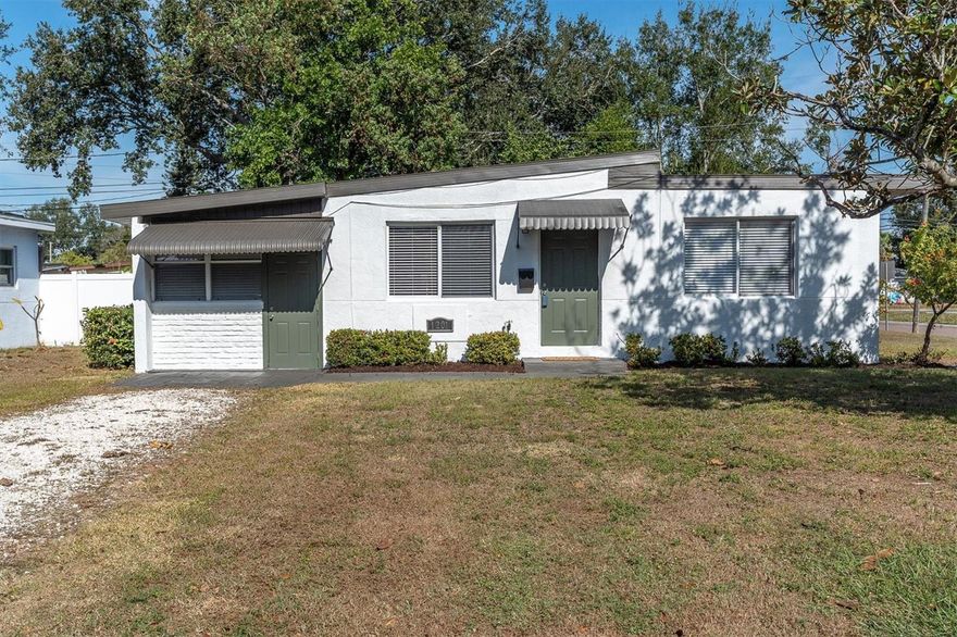 Welcome home! This charming 3-bedroom, 1-bath home sits on a corner lot and offers a wonderful blend of updates, functionality, and outdoor space. Inside, you’ll find beautiful luxury vinyl flooring throughout most of the home, with durable vinyl tile in the kitchen and third bedroom. The home also features interior laundry hookups, central heat and air, and an additional window unit in the third bedroom for extra comfort.
Fresh paint inside and out makes the home feel bright and move-in ready. The updated kitchen includes brand-new appliances, new countertops, and a new kitchen sink. The living room features built-in shelves that add character and practical storage.
The large backyard is a standout feature—ideal for pets, gardening, or entertaining. With two storage buildings (a storage closet plus a larger storage shed) and corner-lot access, the new owner may have the flexibility to park a boat, trailer, or RV. You’ll also enjoy the starfruit tree out back!
Conveniently located just one block from Rogers Park—with programs for kids and adults, basketball courts, and a playground—this home offers easy access to downtown St. Pete, I-275, and the Gulf beaches. A great opportunity in a centrally located St. Petersburg neighborhood!