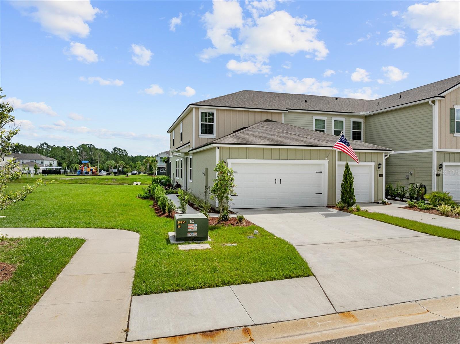Be impressed by this 2024 Keaton floorplan in the desirable Trails neighborhood with tons of post-build UPGRADES. The 3-bedroom, 2 1/2-bathroom townhome features a spacious 1,795 square foot layout with a 2-car garage and end-unit. Stylish luxury vinyl plank flooring runs throughout the upstairs—with no builder carpet, while the main floor features tile floors. The kitchen is beautifully appointed with quartz countertops, newly added backsplash and stainless steel appliances. The primary suite includes a newly added glass-enclosed shower, dual vanities, and a walk-in closet. Custom window treatments have been added throughout for a finished look. Full laundry room features added cabinetry and washer/dryer plus extra storage space in two additional linen closets. Enjoy extra outdoor living on the NEW extended covered patio and screened lanai that overlooks the community pond, perfect for entertaining or relaxation. The Trails community features a gated community, included lawncare, playground and is located just two minutes from local schools, shopping, dining, walking trails and bike paths. Don’t miss this opportunity to own a nearly new, low-maintenance home in one of Palm Coast’s most convenient neighborhoods. Move-in ready and packed with additional upgrades—this one is a must see!