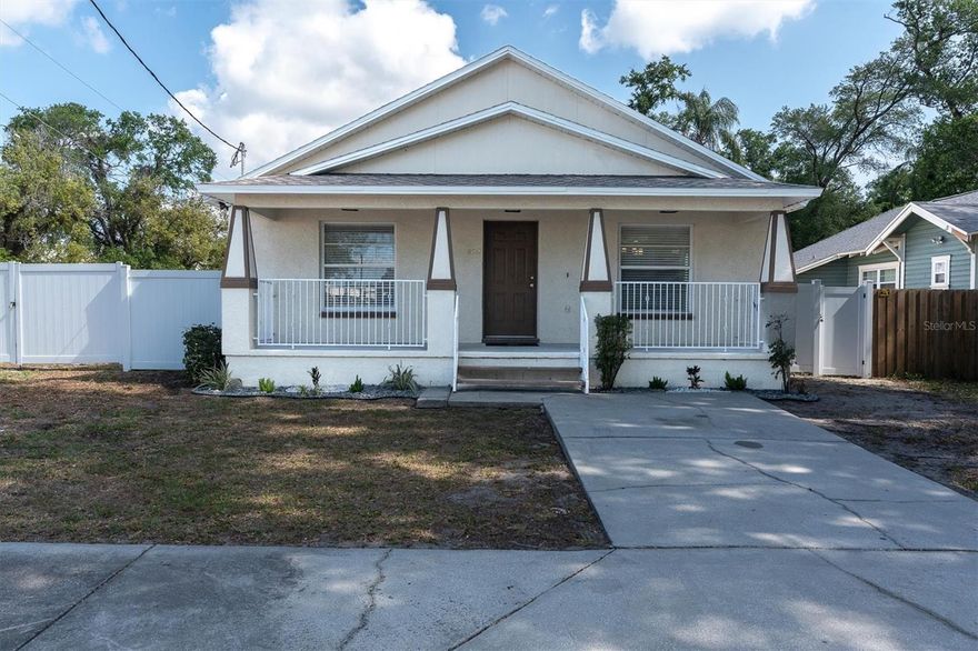 Welcome home to this beautifully updated South Seminole Heights home. When you walk in, the first thing you will notice is the vaulted ceiling in the living room-dining room combo, measuring 18 X 16 feet! The theme of this house is a sophisticated black and white tuxedo theme. The newly remodeled kitchen features white cabinets tastefully trimmed with beautiful molding, accented perfectly with black upgraded hardware. The black and white theme continues with upgraded six-panel doors with black hinges and black square lever handles on the doors throughout. The kitchen has a beautiful, solid surface black countertop. The ceiling fans and light fixture are black, which gives you an air of elegance. The home has newer white vinyl windows. Looking for extra space check out the backyard. The master suite has a white bathroom and a walk-in closet. Seminole Heights has been frequently voted one of the best neighborhoods in Tampa to live, just a short distance from downtown, biking distance from Ybor City. Channelside and the River Walk. Here is your opportunity to live in the heart of Tampa with quick access to Interstate 275, fine dining, and shopping. Move-in ready at an excellent value. See your new home!