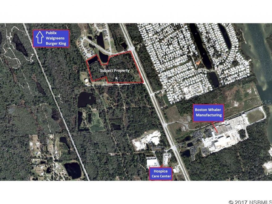 SELLER SAYS BRING OFFERS!!  FANTASTIC U.S. HWY 1/ RIDGEWOOD AVE LOCATION WITH 1000' OF HWY FRONTAGE. PROPERTY RUNS CORNER TO CORNER FROM EDGEWATER LAKES BLVD TO PUBLIC SAFETY ROAD WITH MULTIPLE POINTS OF ACCESS INCLUDING BOTH SIDE ROADS. LOTS OF TRAFFIC AND VISIBILITY ON BUSY RIDGEWOOD AVE AND FROM GROWING COMMUNITY OF EDGEWATER LAKES ADJOINING TO THE NORTH WITH A TOTAL OF 328 LOTS. THIS PROPERTY WAS ORIGINALLY THE COMMERCIAL PART OF EDGEWATER LAKES PUD, SHOPS OF EDGEWATER LAKES AND APPROVED FOR 265000SQFT OF COMMERCIAL BUILDING SPACE. FUTURE USE OF PROPERTY IS DESIGNATED COMMERCIAL AND CITY MAY CONSIDER OTHER ZONINGS. SELLER WILLING TO SUBDIVIDE TO SUITE BUYER. REAR PARCEL OF 6 GROSS ACRES HAS FUTURE ACCESS FROM PUBLIC SAFETY ROAD, WATER VIEW AND IS PERFECT FOR ALF, WAREHOUSE, LIGHT INDUSTRIAL. SELLER WILL SELL THIS PARCEL SEPARATELY FOR $245,900.; Cleared: No ;Water: Available at Site
