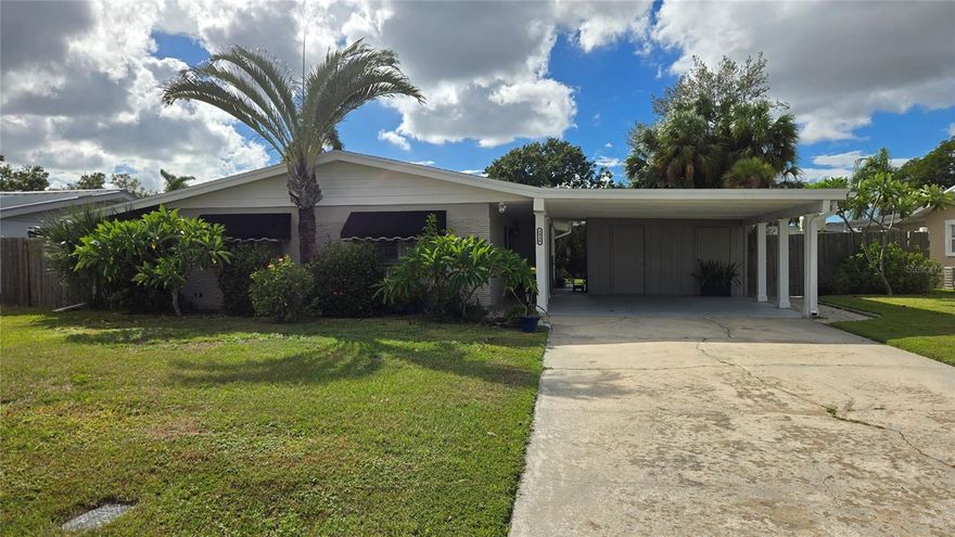 This home is located in the very popular Dana Shores neighborhood.  It is very close to Skyway park with baseball, softball and football fields plus a playground and tennis courts.  Rocky Point golf course is located at the end of the street.  This house had 9 inches of water in it from hurricane Helene and was professionally mitigated.  It has a 3 year old roof and the electric panel was updated 5 years ago.  This house would be an awesome renovation and is the lowest priced home in Dana Shores.