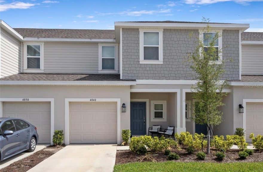 Stunning 3 bedroom 2.5 bath townhome located in St Cloud, Fl. Newly built in 2024 is available For Sale. All rooms are on the 2nd floor, the kitchen is immaculate with updated stainless steel appliances. All appliances are 1 year old. There is a one car garage with a private patio with lots of backyard space and no back neighbors. The laundry area is upstairs for added convenience. There is plenty of storage in this townhome with under stair storage, a large pantry, linen closet and 3 bedroom closets. Design highlights include: Tile on first floor, quartz counter tops, all appliances included, window treatments, and ring doorbell system. There is a community pool in a very quiet neighborhood along with a playground. Located 20 minutes from Lake Nona and 10 minutes from Highway 92 and lots of shopping and restaurants close by.