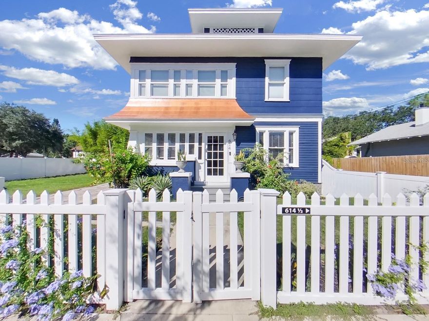 One or more photo(s) has been virtually staged. This charming two-story home is nestled on a large corner lot on a dead-end street in the desirable Historic Uptown neighborhood. This property features a MAIN HOUSE, a separate GUEST HOUSE, and a STUDIO with a one-car garage, offering multiple living and storage spaces. Live in the Main House and rent out the Guest House and the Studio to help with your mortgage. The main house features 3 spacious bedrooms, 3.5 bathrooms, a formal dining room, a kitchen with a gas range, a breakfast area, and a butler's pantry. A large living area with a wood-burning fireplace and a mudroom with indoor laundry add to the home's functionality. The master bedroom suite is a serene retreat, complete with a wood-burning fireplace, an expansive closet, and dual sunrooms filled with natural light. The home's historic charm is preserved through its original hard wood floors, crown molding, and crystal door knobs. The backyard is full FENCED with vinyl fenced and perfect for entertaining. The detached guest house has its own address and is separately metered, making it an attractive income-producing opportunity. The guest house features a 1-bedroom, 1-bathroom apartment with an updated kitchen, dining area, office, and living room. The studio has a kitchen, updated bathroom. Located minutes from downtown, this home offers the best of both worlds: historic charm and modern amenities, combined with income-generating potential. Roof 2017, 2 A/C units 2015 and 2025.