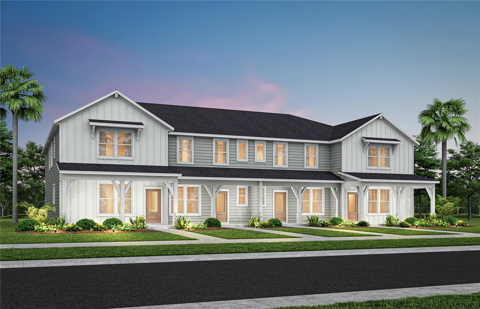 Under Construction. Tohoqua is the kind of neighborhood you've been looking for, with a family-friendly amenity center and a location within proximity to major roadways, including US-192, the FL. Turnpike and within 30 minutes of Orlando International Airport, Orlando’s world class amusement parks, and Medical City. Enjoy the adjacent Twin Oaks Park Florida Trail, featuring trails along famous Lake Tohopekaliga and connectivity to regional trail networks. A planned Village Center at the entrance to Tohoqua will offer shops, restaurants, healthcare and medical offices, a farmers' market and much more. Community amenities include a clubhouse, resort-style pool, community parks, a dog park, fitness center, sports courts, a playground and more! State-of-the-art technology will ensure that your family and business are connected to the latest and best tech options.
Introducing the Julep Exterior unit townhome by Pulte, a new construction home that seamlessly combines luxury and convenience. This modern townhome features 4 bedrooms, 2 full bathrooms, a powder room, and a 2-car rear-facing garage, all complemented by our Move-In Ready appliance and window blinds package. The first floor is designed with entertaining in mind, offering an open-concept kitchen, café, and gathering room that flow together effortlessly. The chef-inspired kitchen is a highlight, featuring a large center island, a spacious storage pantry, Tilden Stone Gray cabinetry, a decorative tile backsplash, Lyra quartz countertops, and stainless-steel appliances, including a refrigerator and vented microwave. The first-floor powder room adds an extra layer of convenience for guests. The entire first floor, including the kitchen, café, gathering room, and powder room, is finished with elegant wood-look luxury vinyl plank for both style and easy maintenance. At the end of the day, retreat to your private oasis on the second floor. The Owner’s Suite offers a spacious walk-in closet and a luxurious en suite bathroom with a double-sink, quartz-topped vanity and a glass-enclosed shower. Three additional bedrooms, a secondary bathroom, and a linen closet for added storage are located on the opposite side of the floor, ensuring privacy and plenty of space. Soft, stain-resistant Shaw brand carpet adds comfort to the stairs and bedrooms, creating a cozy atmosphere throughout. In the bathrooms and laundry room, you’ll find beautiful porcelain tile. With thoughtful design, high-end finishes, and a focus on everyday convenience, the Julep townhome is a perfect blend of style and practicality, offering a truly elevated living experience.