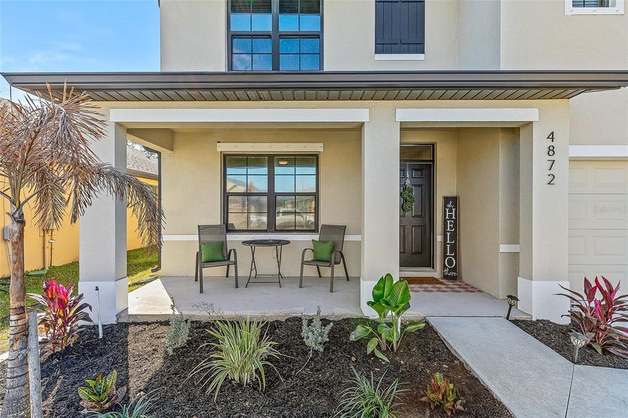 Better than new and completely move-in ready, this stunning 5-bedroom, 3-bath Hayden model built in 2023 offers the perfect blend of modern style, space, and functionality in the desirable Adamson Creek community. With over 2,600 square feet of thoughtfully designed living space, this home is ideal for both everyday comfort and effortless entertaining. Step inside to an open-concept main floor where the kitchen, dining, and living areas come together seamlessly. A versatile front room provides the flexibility to suit your lifestyle—whether you need a home office, den, formal dining room, or additional gathering space. The beautifully updated kitchen is the heart of the home, featuring a large island with an oversized stainless sink and contemporary faucet, breakfast bar seating, high-end refrigerator, and sleek stainless-steel appliances. The corner pantry is enhanced with custom shelving and even includes a wine fridge—perfect for the entertainer.
A main-floor bedroom and full bath offer added convenience, ideal for guests, multi-generational living, or private work-from-home space.
Upstairs, a spacious loft creates the perfect secondary living area—great for a media room, play space, or study zone. The generous primary suite is a true retreat, showcasing a stylish feature wall with contemporary wainscoting, an expansive walk-in closet with custom built-ins, and a well-appointed ensuite bath with double vanity, large shower, and private water closet. Three additional bedrooms, a full bath with double vanity, and an upstairs laundry room (washer and dryer included) complete the second level. Curb appeal shines with modern exterior paint tones, an extended paver walkway, attractive landscaping, covered front patio, and a two-car garage with double driveway. The fully fenced backyard is designed for relaxation and entertaining, featuring a covered porch, extended paver patio, pergola, and retractable sunshade. Additional highlights include a durable block exterior, whole-home Brita water softener and filtration system, and smart home security features for added peace of mind. Residents of Adamson Creek enjoy resort-style amenities including a sparkling community pool with sundeck, playground with picnic and BBQ area, jogging trails, and lighted sidewalks throughout. Conveniently located near I-95 and SR 524, this home offers an easy commute to Orlando and is just minutes from the beaches of Cocoa Beach, as well as shopping and dining in Cocoa Village and Viera. Don’t miss your opportunity to own this exceptional home—schedule your showing today before it’s gone!