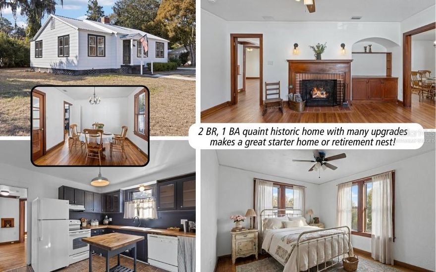 One or more photo(s) has been virtually staged. Step into TIMELESS CHARM in the heart of Lake City! Built in 1935, this character-filled 2-bedroom, 1-bath home blends vintage beauty with thoughtful modern updates. From the moment you walk in, you’ll fall in love with the original hardwood floors, classic tile, sparkling crystal door knobs, and a cozy wood-burning fireplace that creates the perfect focal point for relaxing evenings at home. Every detail reflects the craftsmanship and style of a bygone era, homes like this simply aren’t built anymore. Enjoy peace of mind with major updates already completed, including a new roof (2019), updated plumbing (2019), new hot water heater (2019), and full rewiring in 2022. All of this sits on a spacious .272-acre lot, offering room to garden, entertain, or simply enjoy your own private outdoor space. If you appreciate charm, warmth, and architectural character, with the added bonus of modern improvements, this is the perfect place to call home.