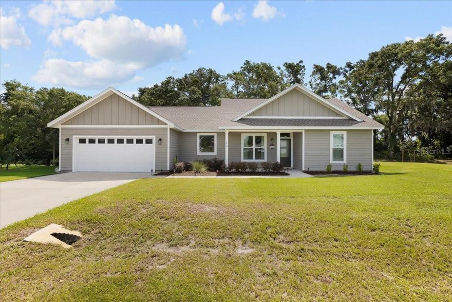 New price Alert! Welcome to the much sought after Quail Run Subdivision located in gorgeous Gilchrist County. The perfect location filled with a wonderful family orientated community, located a short drive to town for all shopping and dining amenities. This gorgeous custom 2023 LiveWell home is a MUST SEE! A beautiful bright open floor plan coming in at 1534 H/C sqft. 3 total bedrooms and 2 bathrooms with a spacious 2 car attached garage. As you enter the home you are greeted to the open living room, filled with neutral tones throughout and gorgeous laminate wood flooring. Kitchen is bright and open with tons of cabinetry, spacious pantry and a separate dining room large enough for your farm table, next to an exit door of the back patio perfect for grilling and entertaining. Master bedroom is oversized with a walk in closet and gorgeous master bathroom with walk in shower. A nice spacious laundry room as well. Each guest bedroom offers ample space and a nice size guest bathroom with combo shower/tub. Perfect lot size coming in at .61 acres for low maintenance. This home is in BRAND NEW condition and will make the absolute perfect forever home. Accepting ALL loans, call us today for YOUR tour!